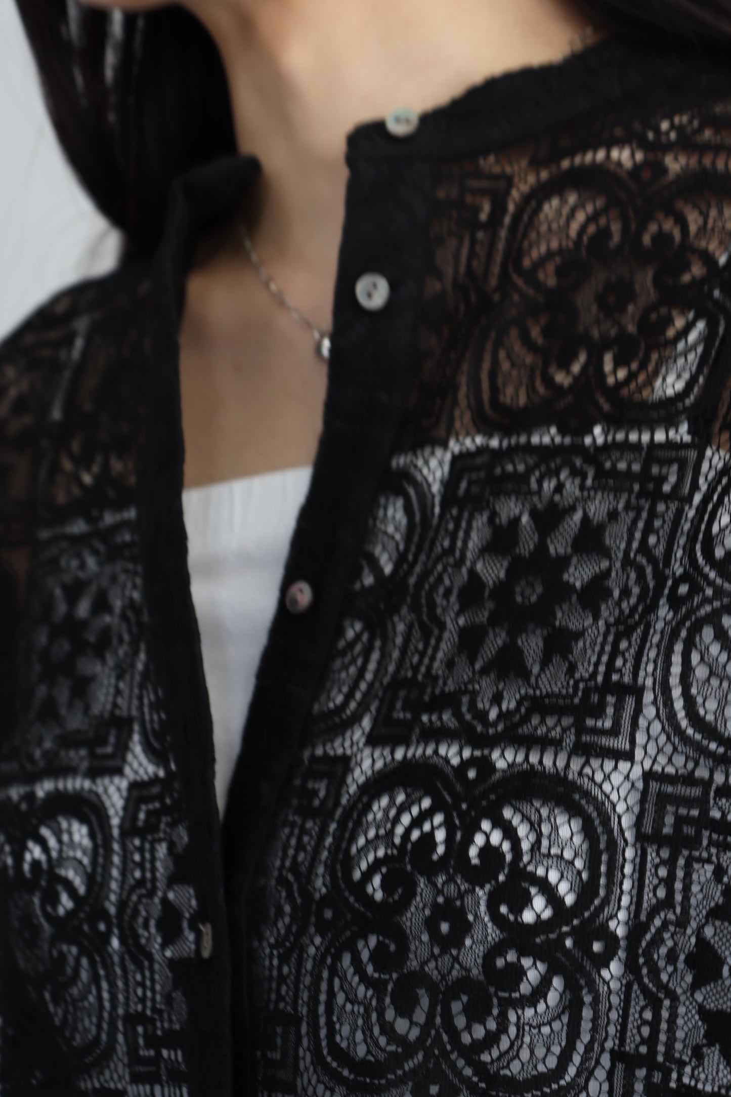 【ACUTA】 バンドカラーレースシャツ