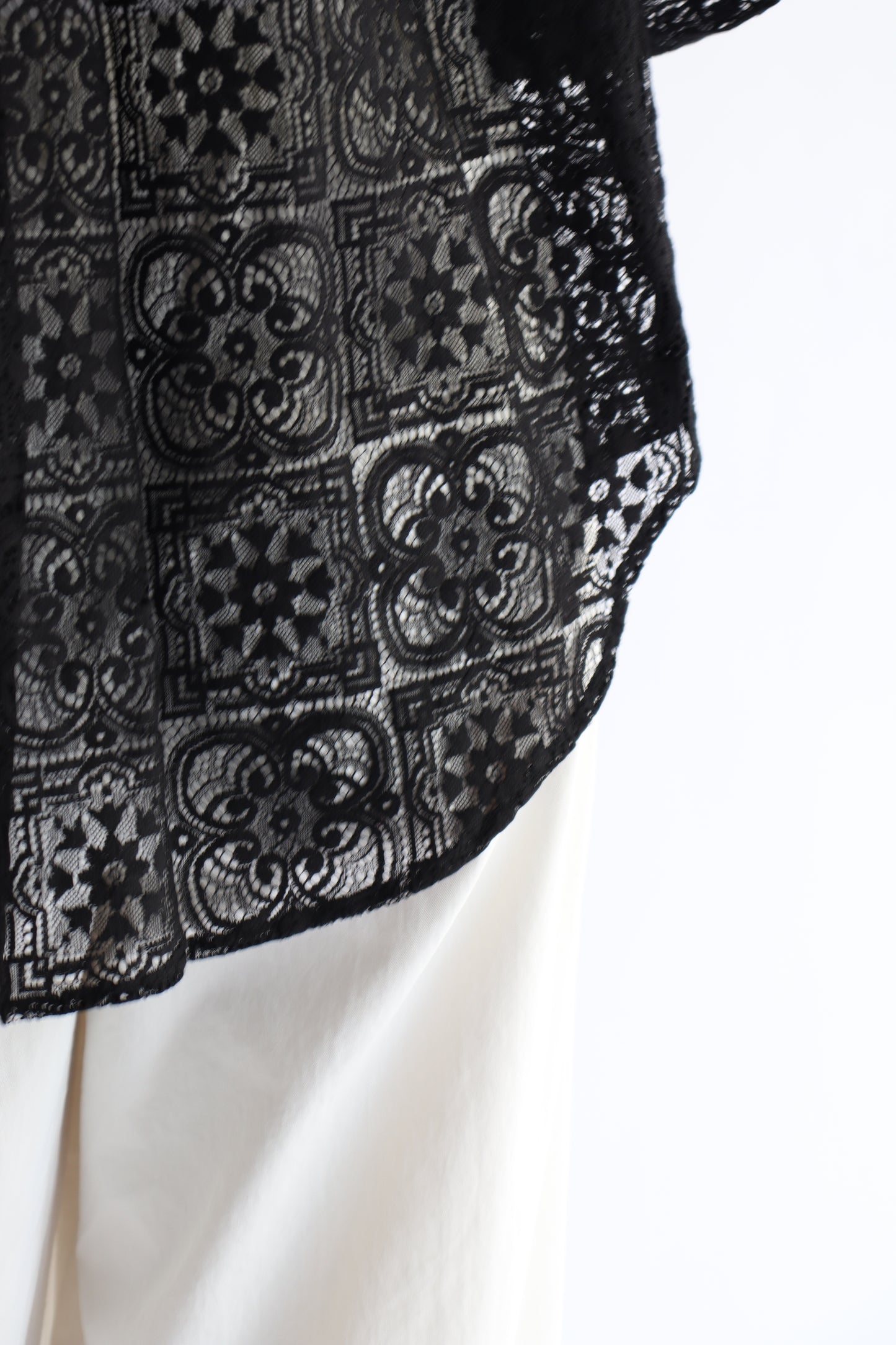 【ACUTA】 バンドカラーレースシャツ