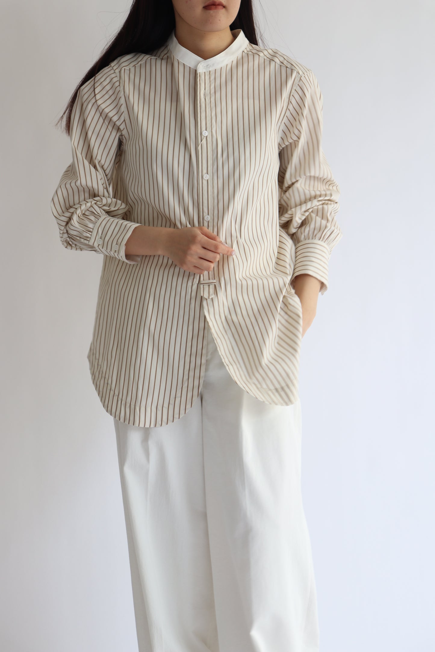 【ACUTA】 ストライプクレリックシャツ