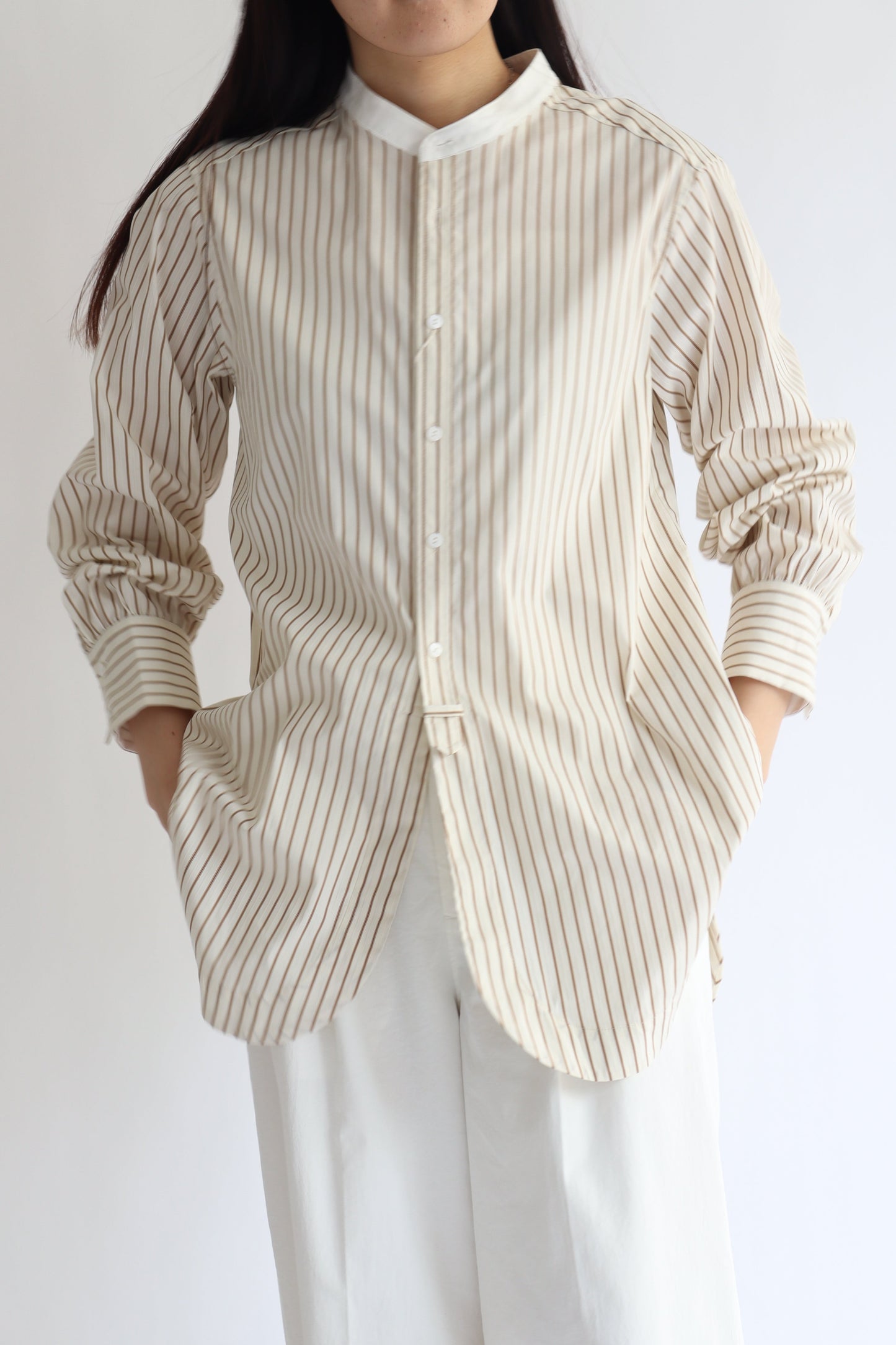 【ACUTA】 ストライプクレリックシャツ