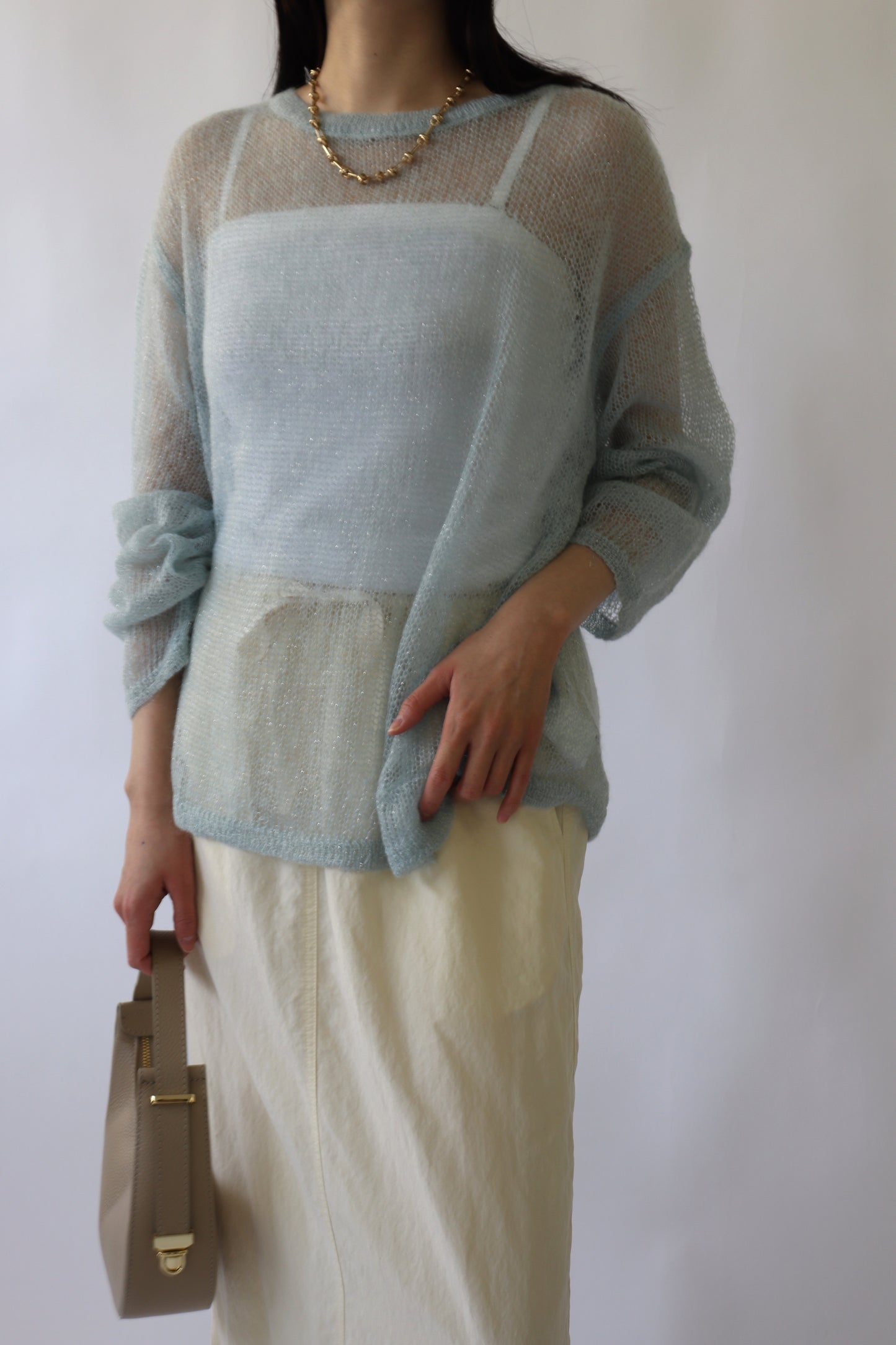 【ACUTA】 モヘア混シアーニットトップス