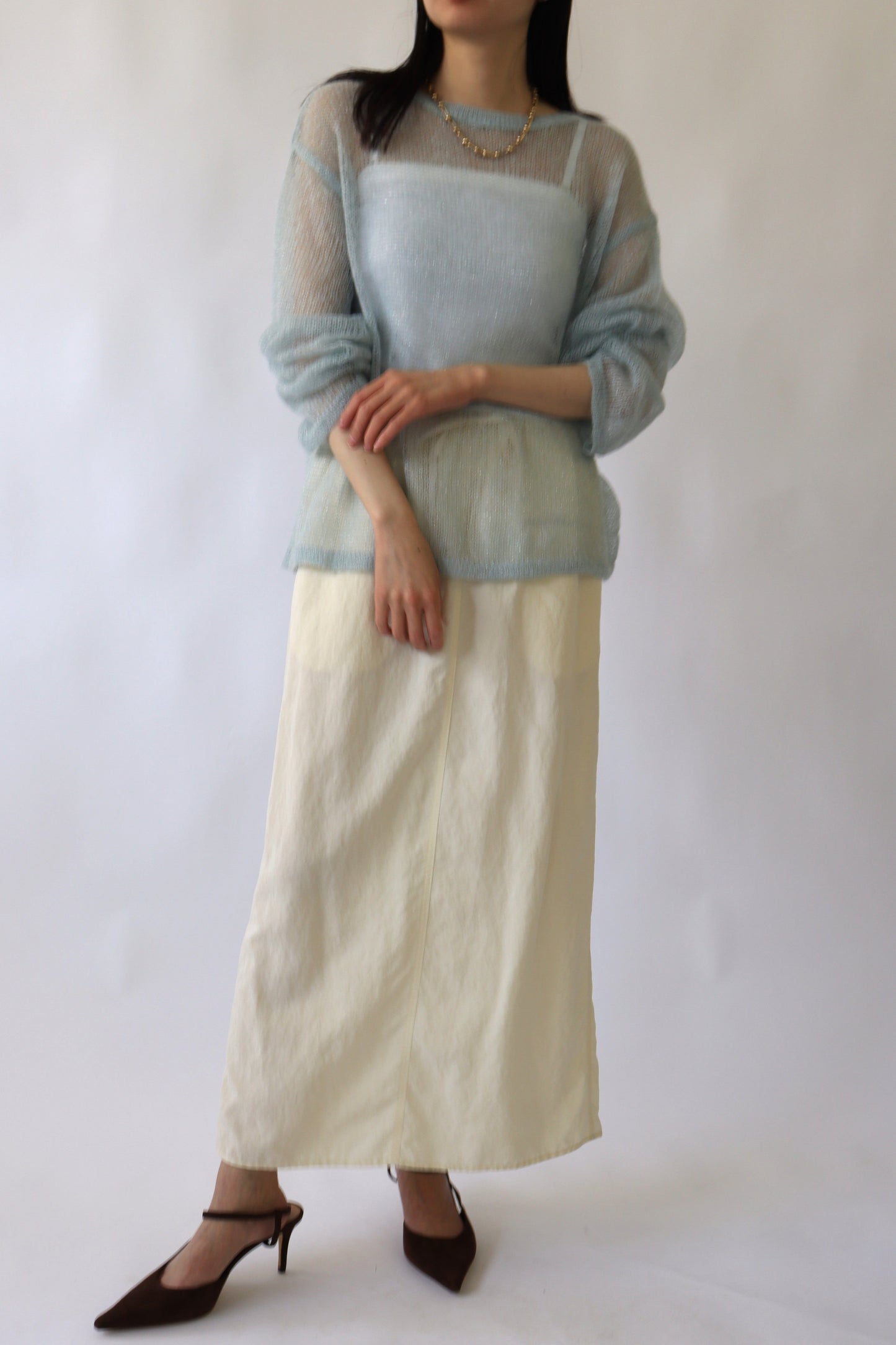 【ACUTA】 モヘア混シアーニットトップス