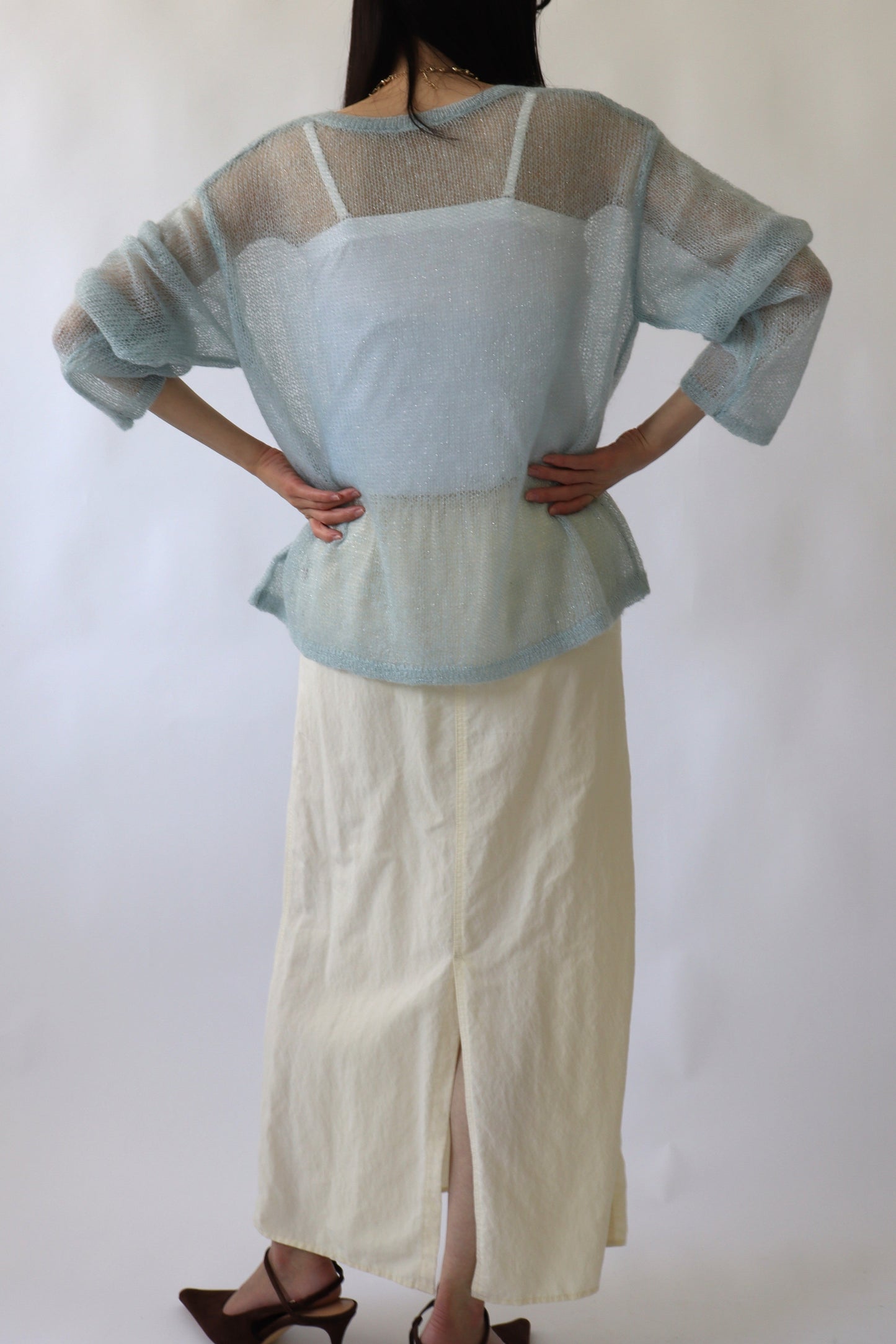 【ACUTA】 モヘア混シアーニットトップス