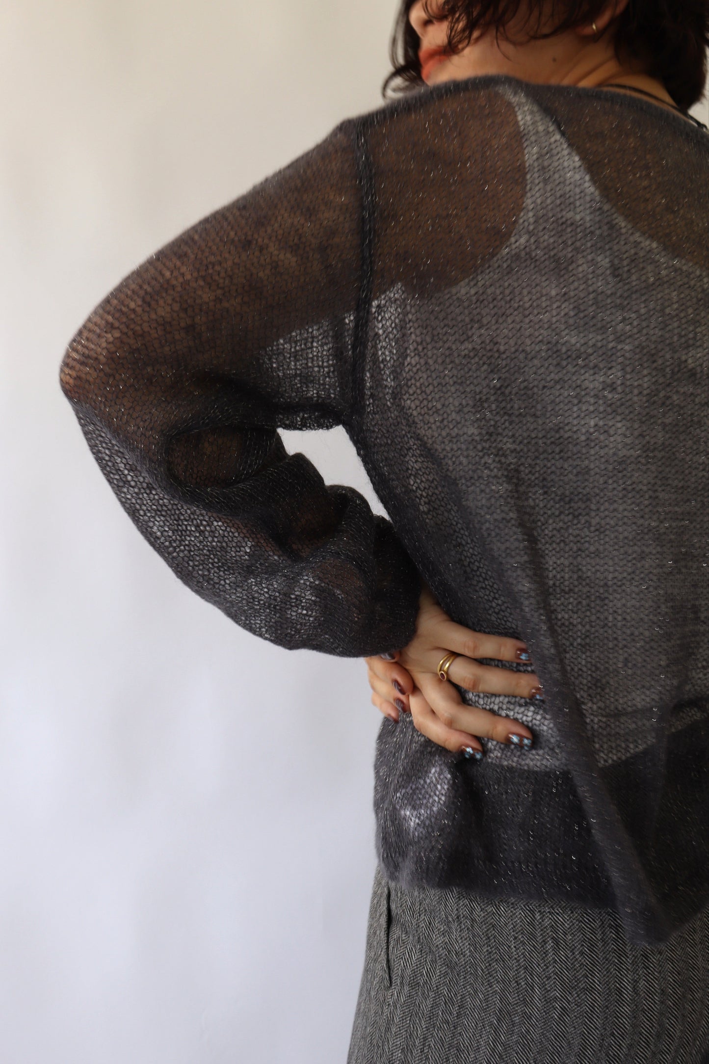 【ACUTA】 モヘア混シアーニットトップス