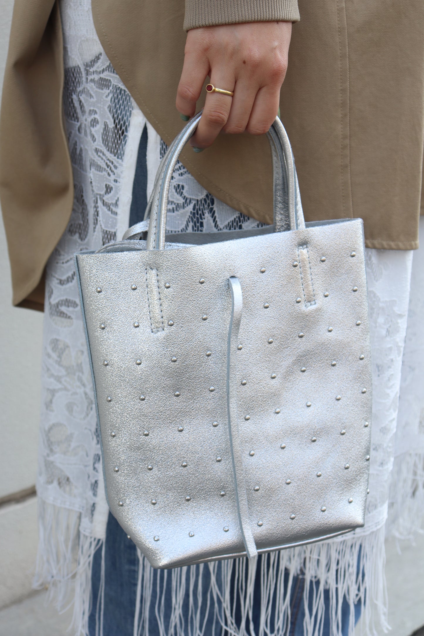 【MILLELA  FIRENZE】スタッズミニトートバッグ