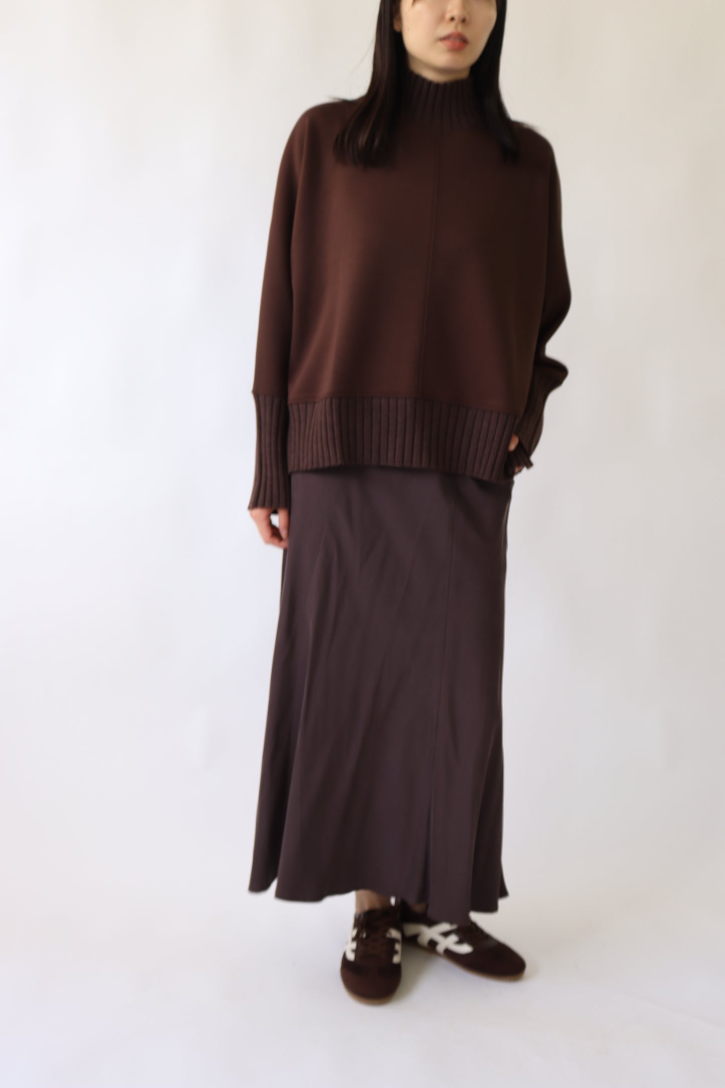 【ACUTA】ニットコンビハイネックトップス