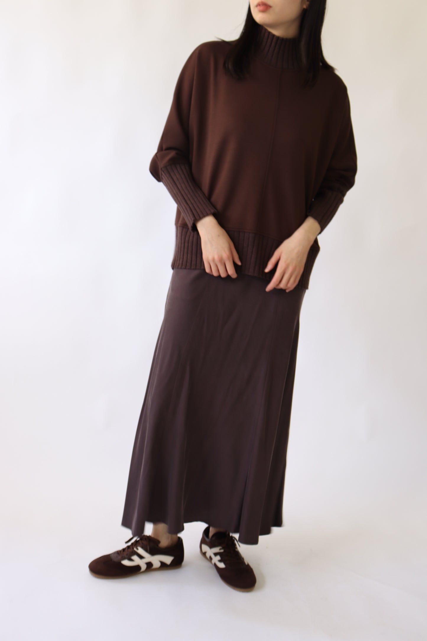 【ACUTA】ニットコンビハイネックトップス