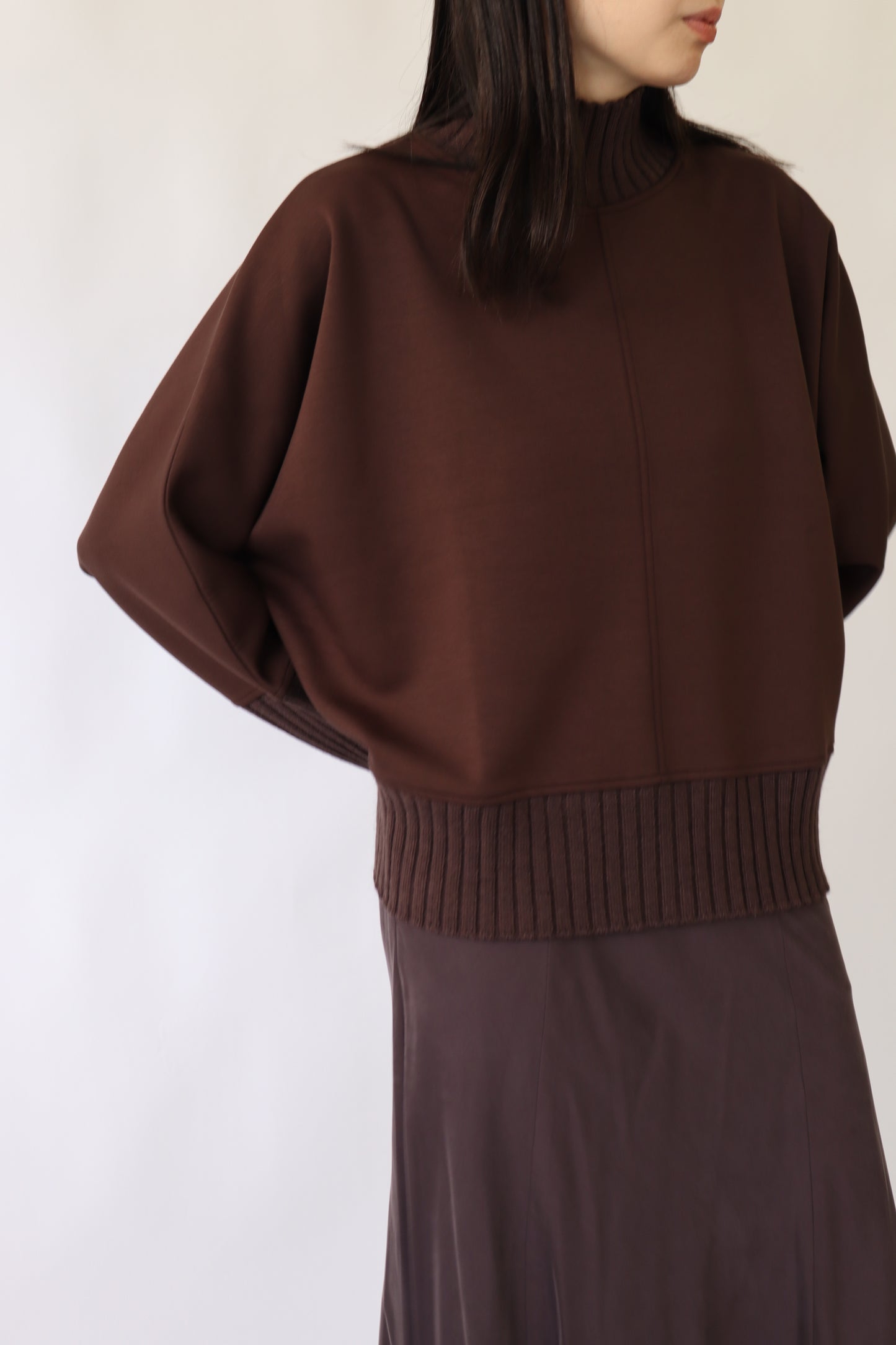 【ACUTA】ニットコンビハイネックトップス