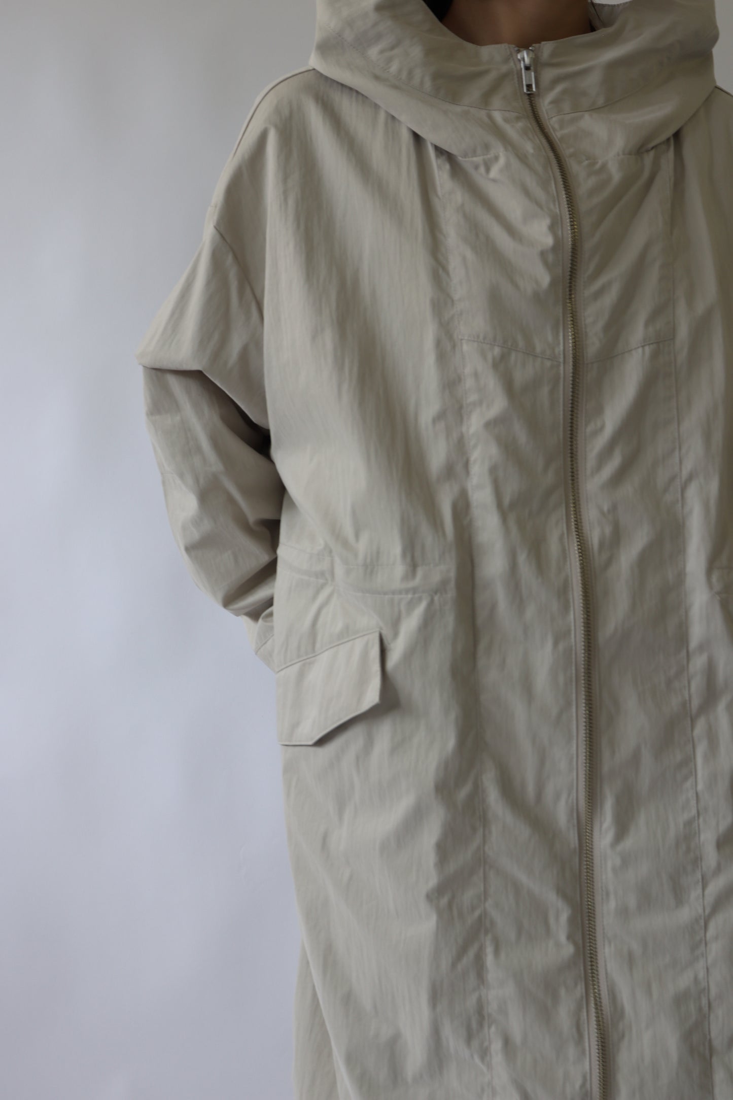 【ACUTA】フィブリルタッチフーディロングコート