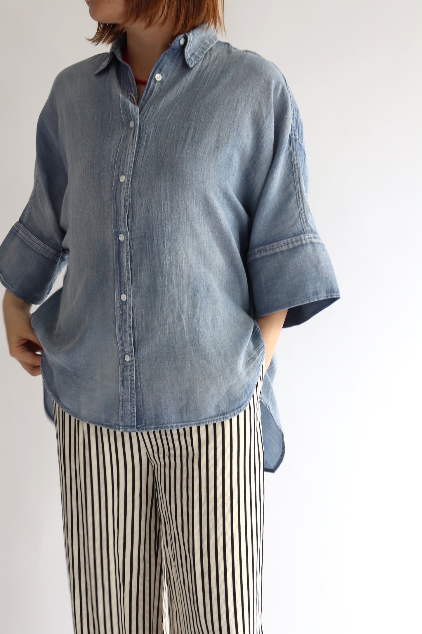 【ACUTA】 シアーデニムビッグカフスシャツ