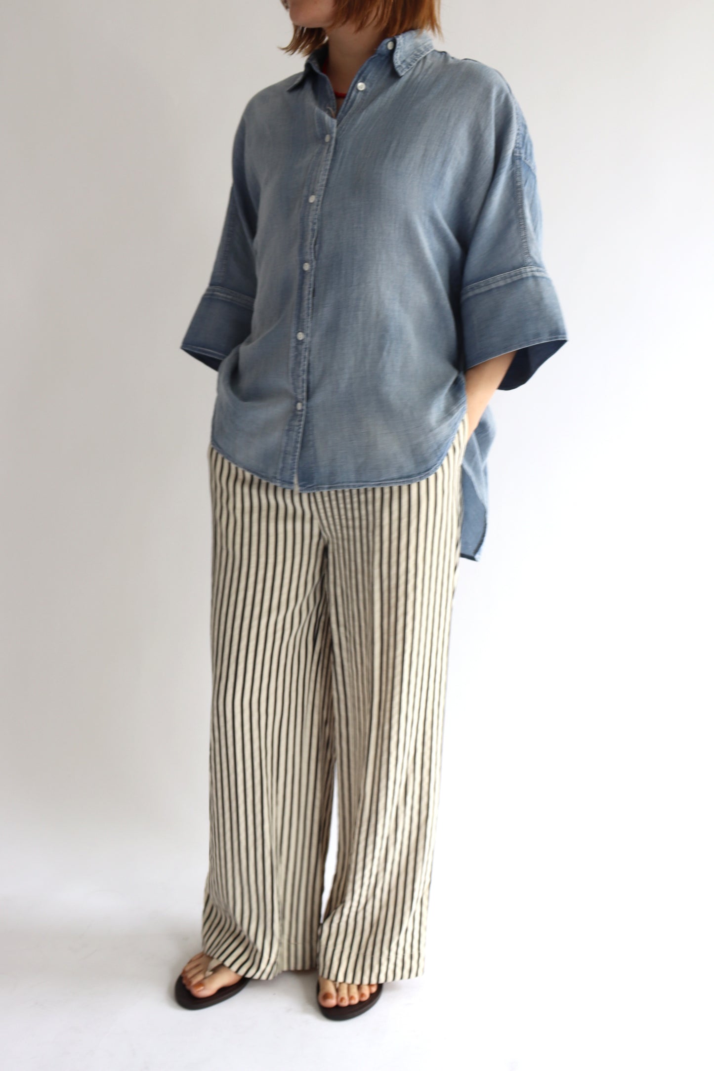 【ACUTA】 シアーデニムビッグカフスシャツ