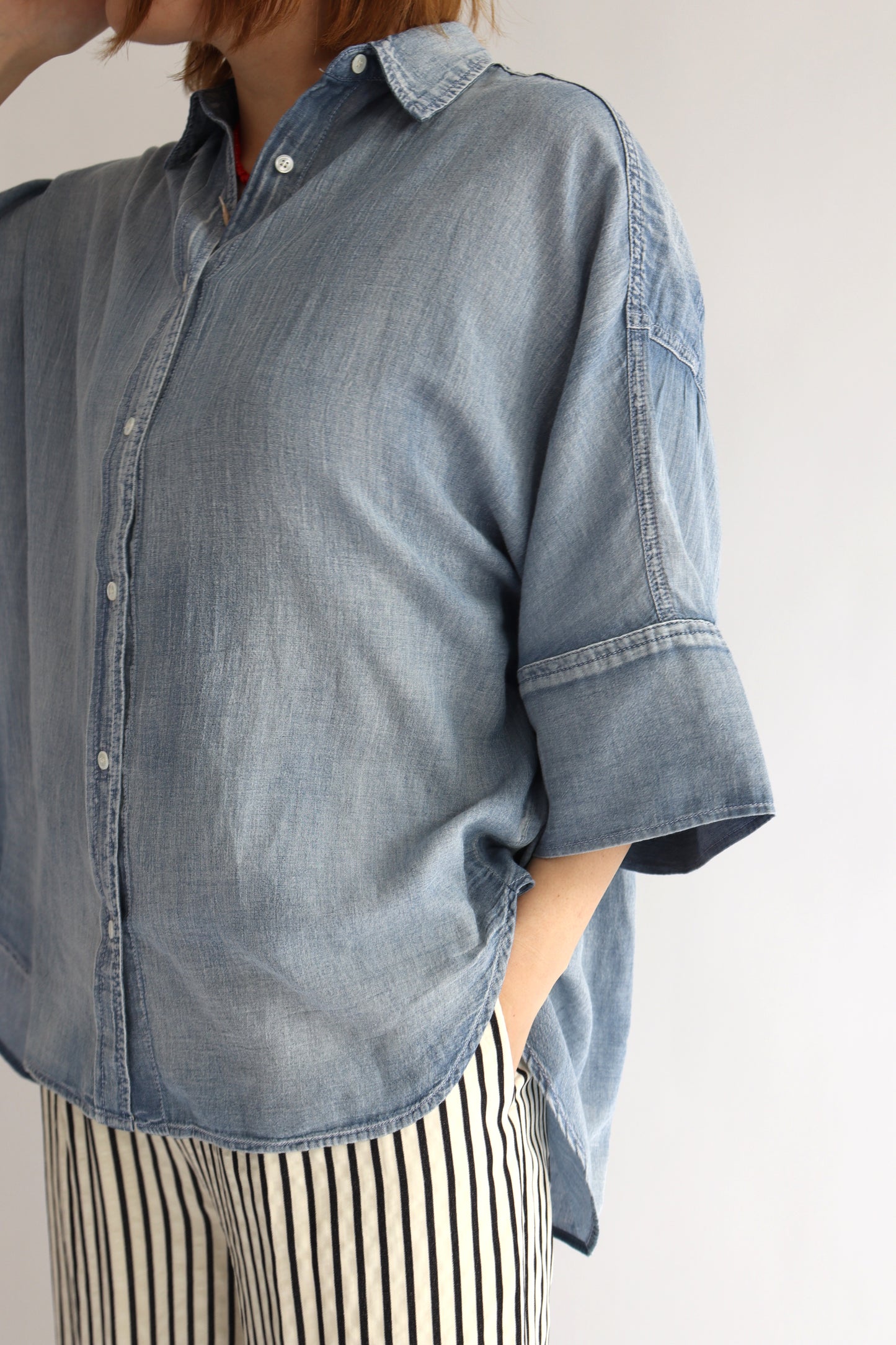【ACUTA】 シアーデニムビッグカフスシャツ