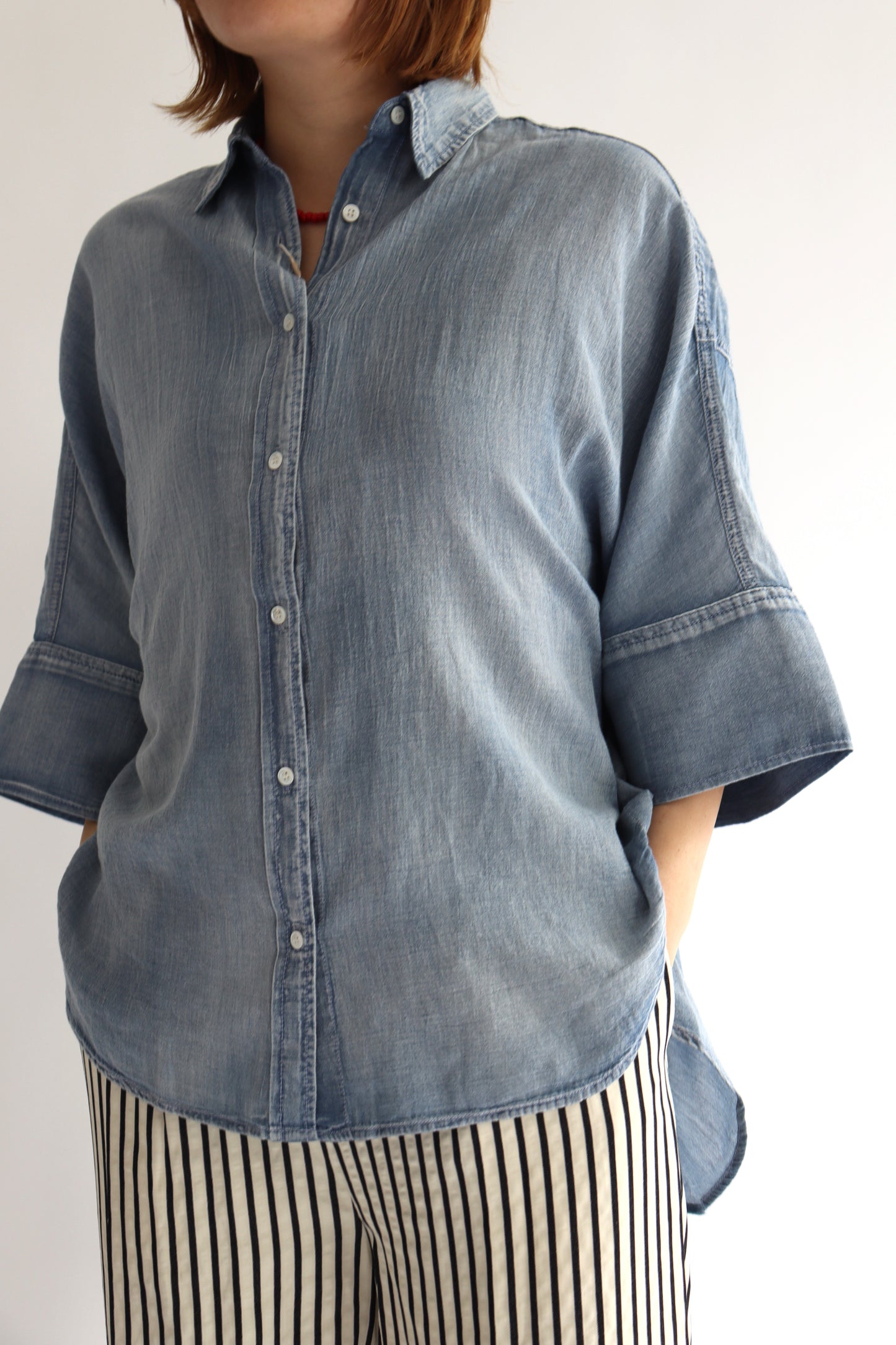 【ACUTA】 シアーデニムビッグカフスシャツ