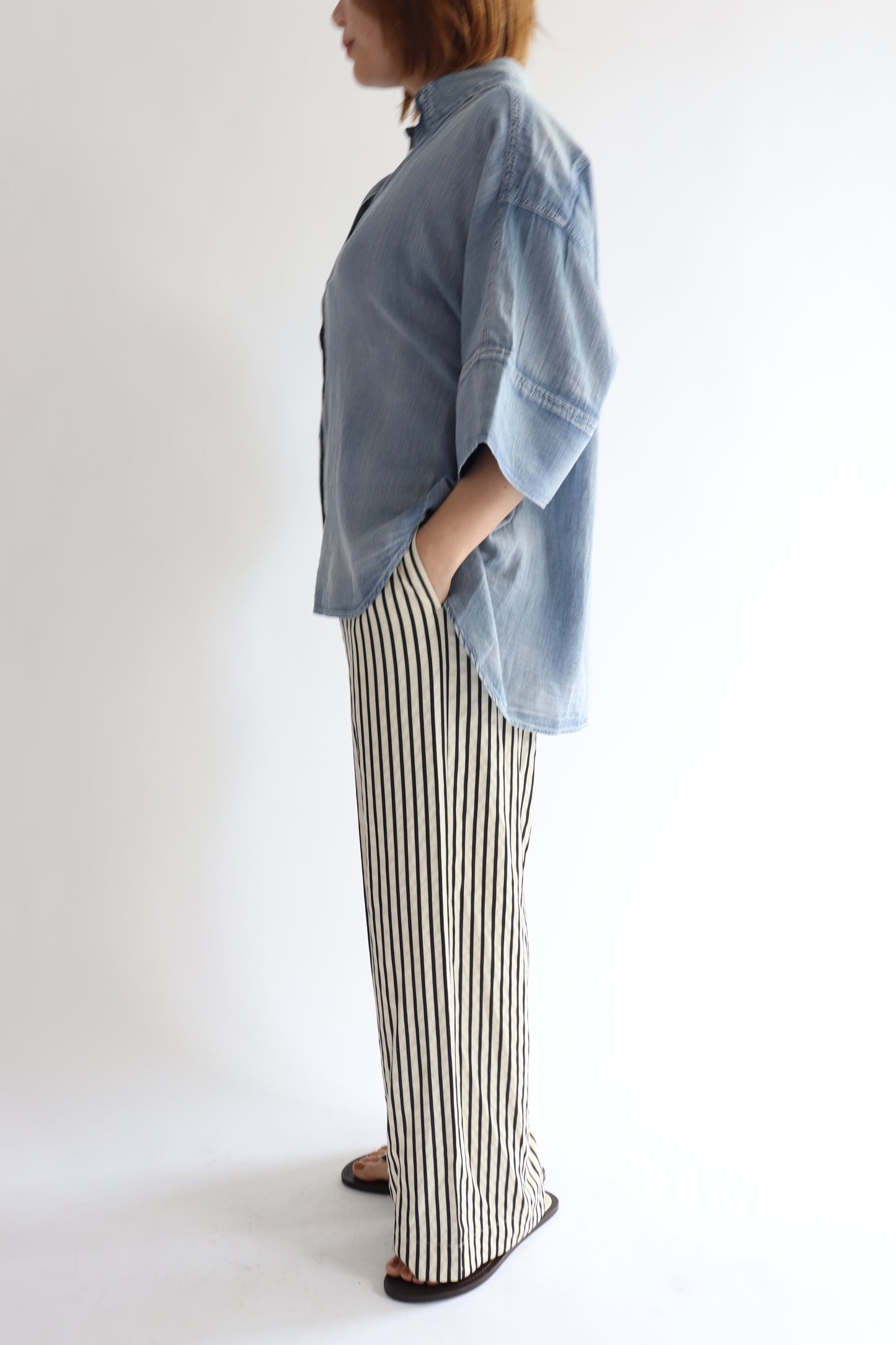 【ACUTA】 シアーデニムビッグカフスシャツ