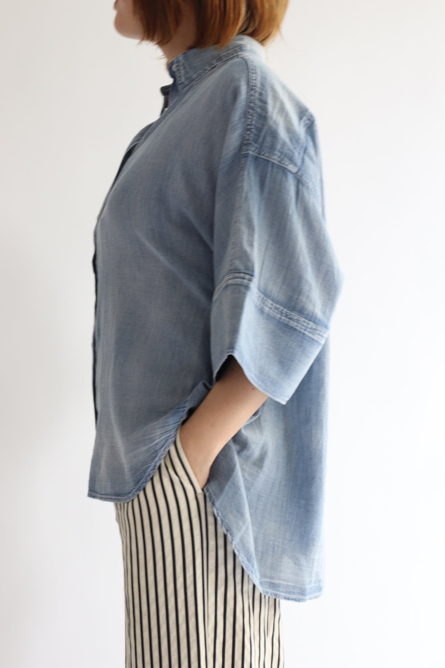 【ACUTA】 シアーデニムビッグカフスシャツ