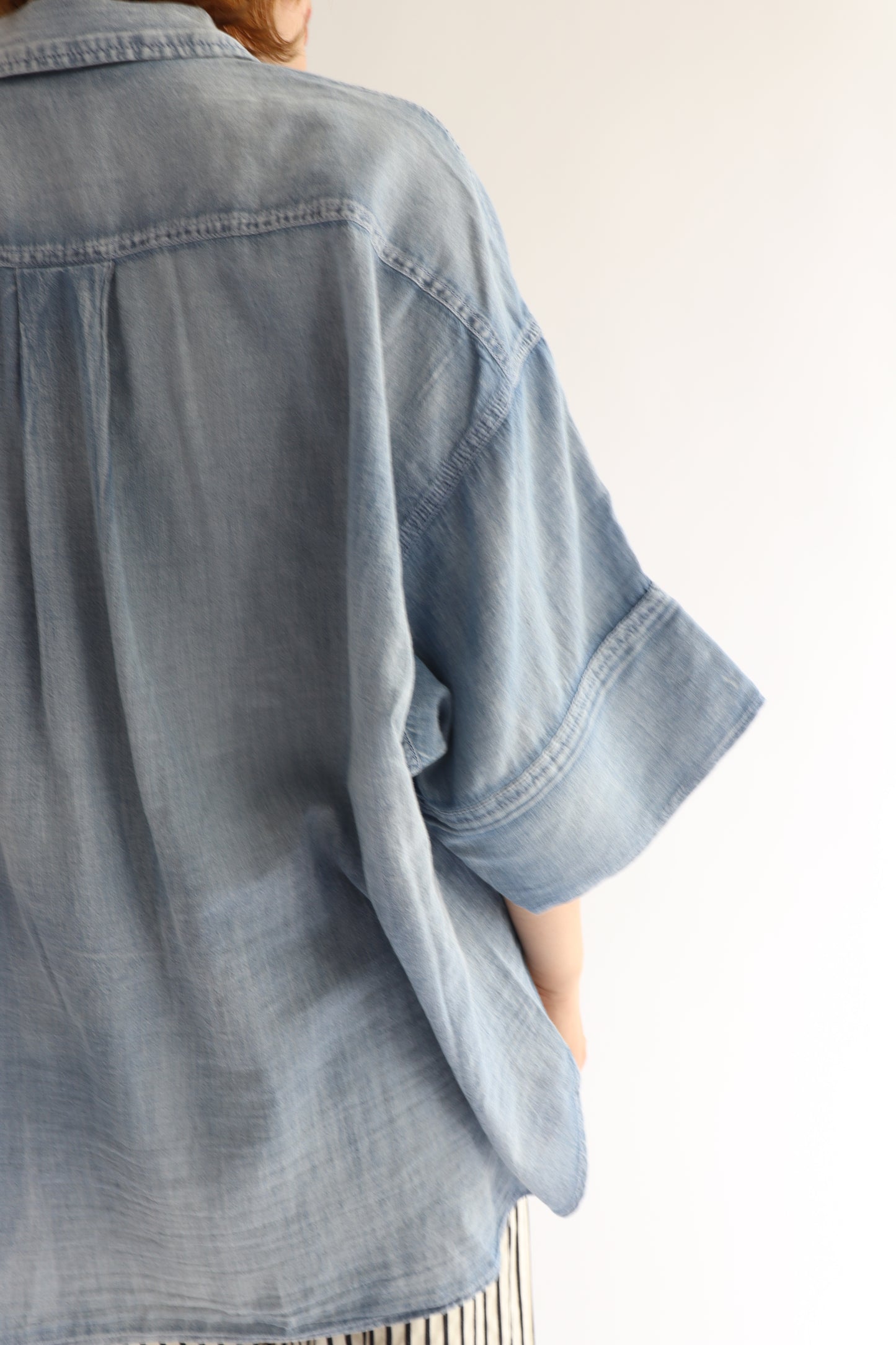 【ACUTA】 シアーデニムビッグカフスシャツ
