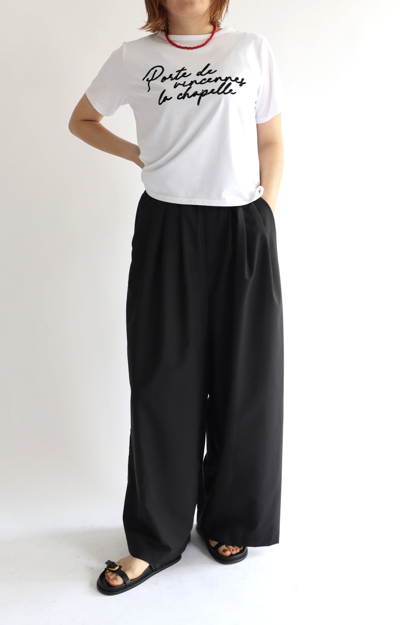 【ACUTA】とろみタックワイドパンツ