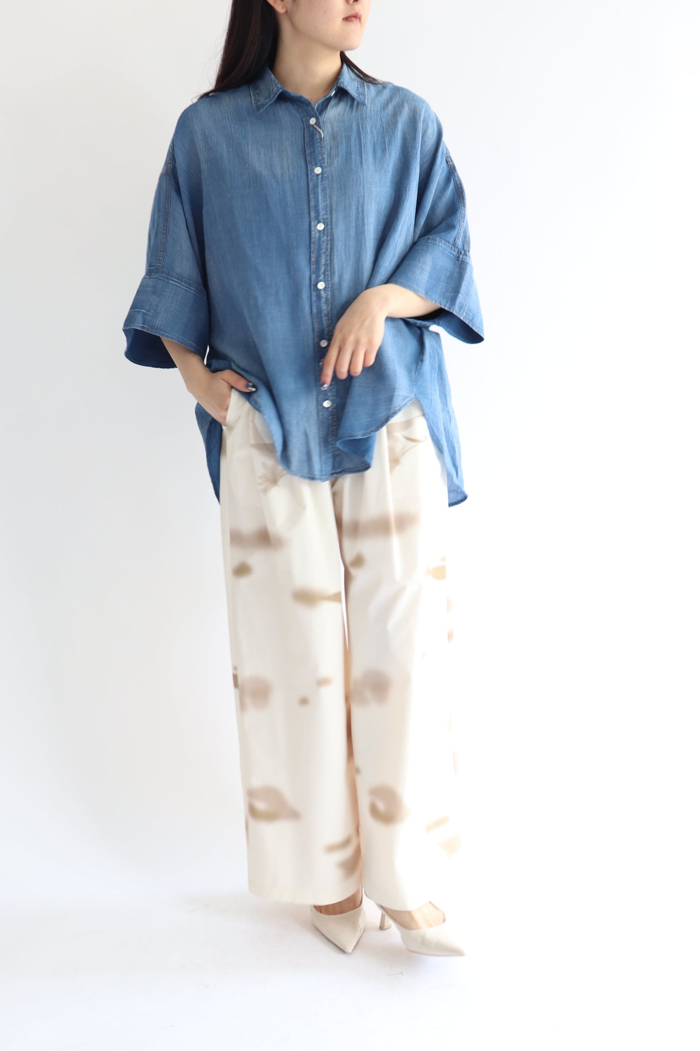 【ACUTA】 シアーデニムビッグカフスシャツ