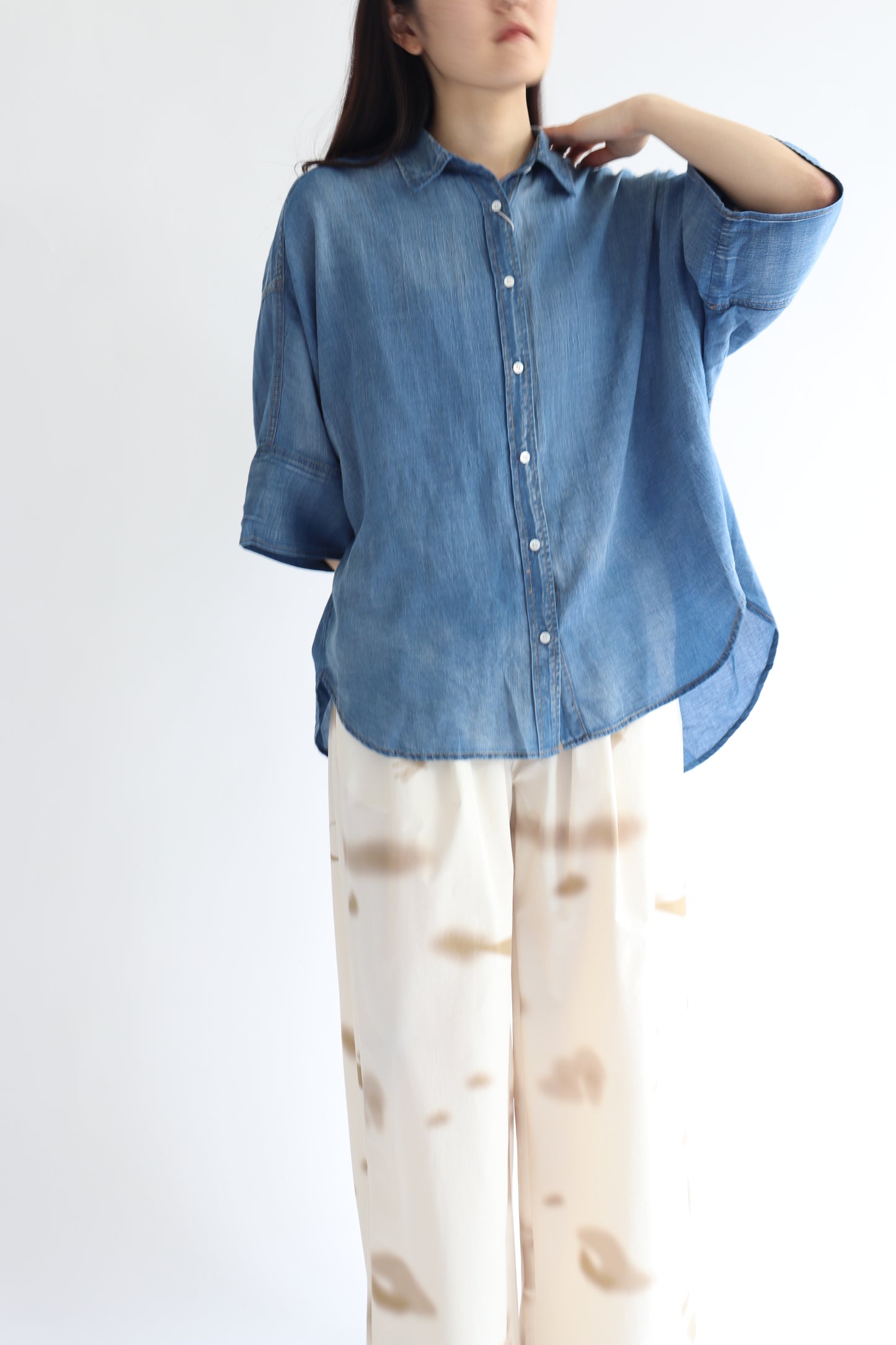 【ACUTA】 シアーデニムビッグカフスシャツ