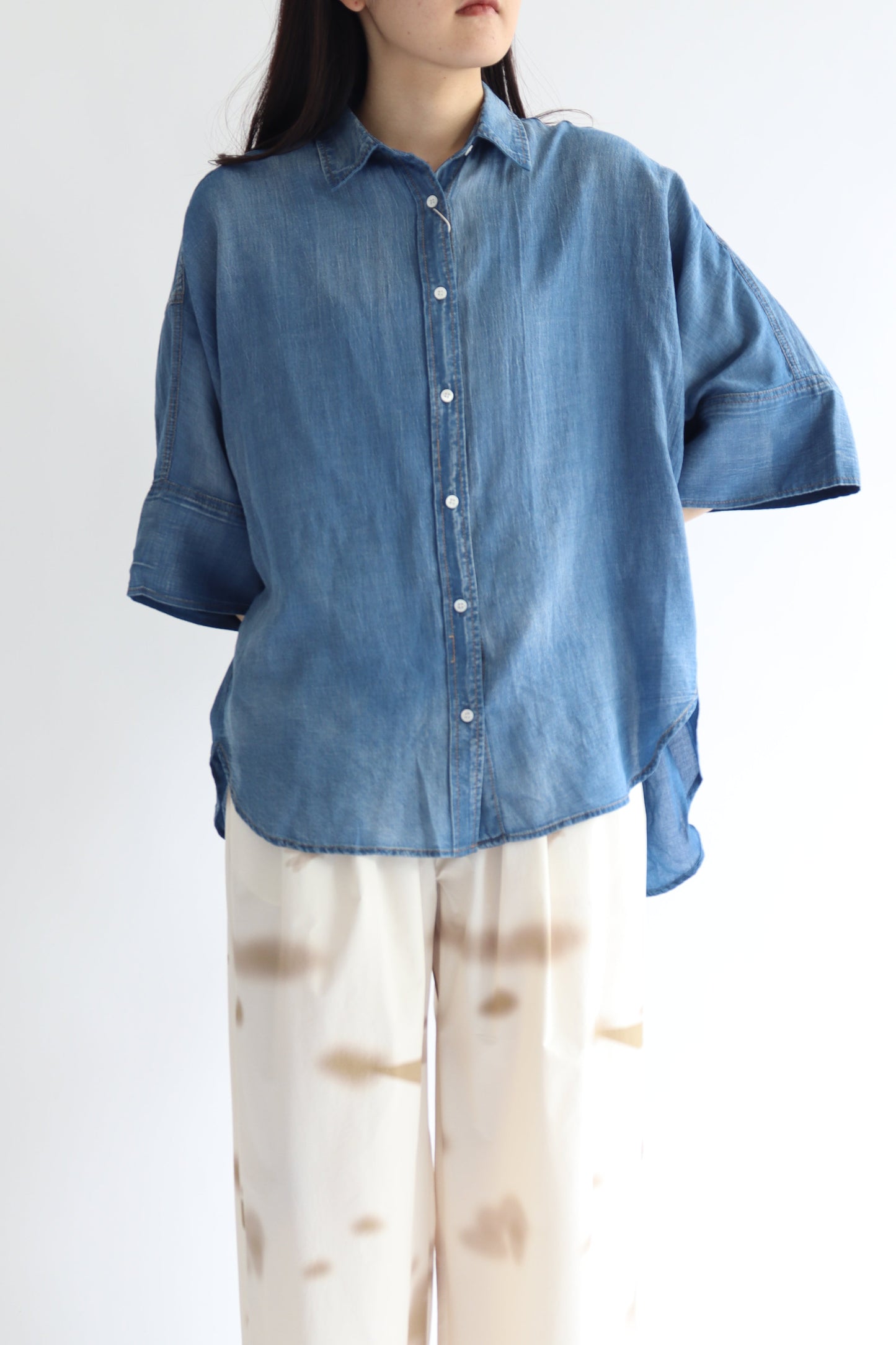 【ACUTA】 シアーデニムビッグカフスシャツ