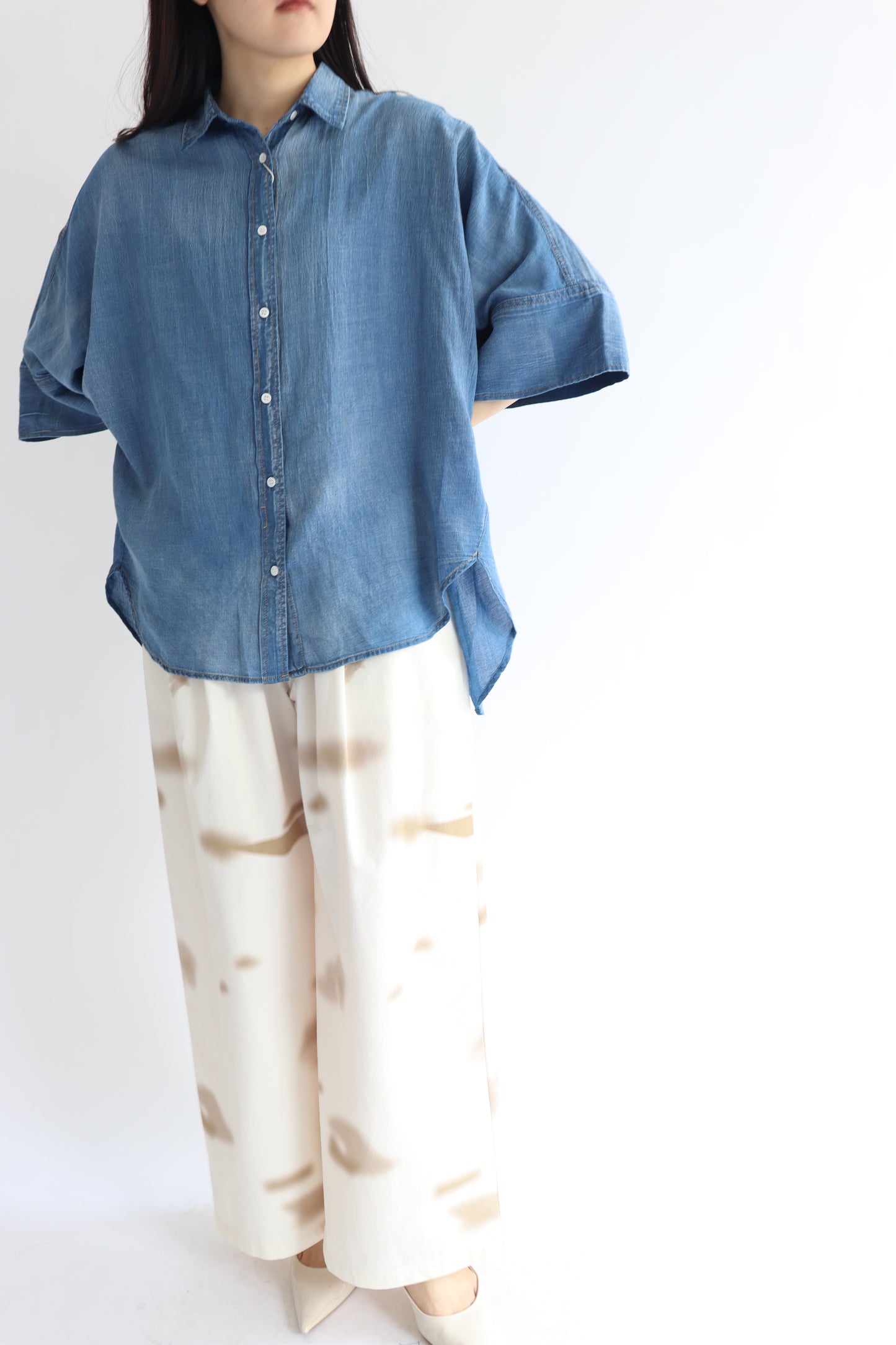 【ACUTA】 シアーデニムビッグカフスシャツ