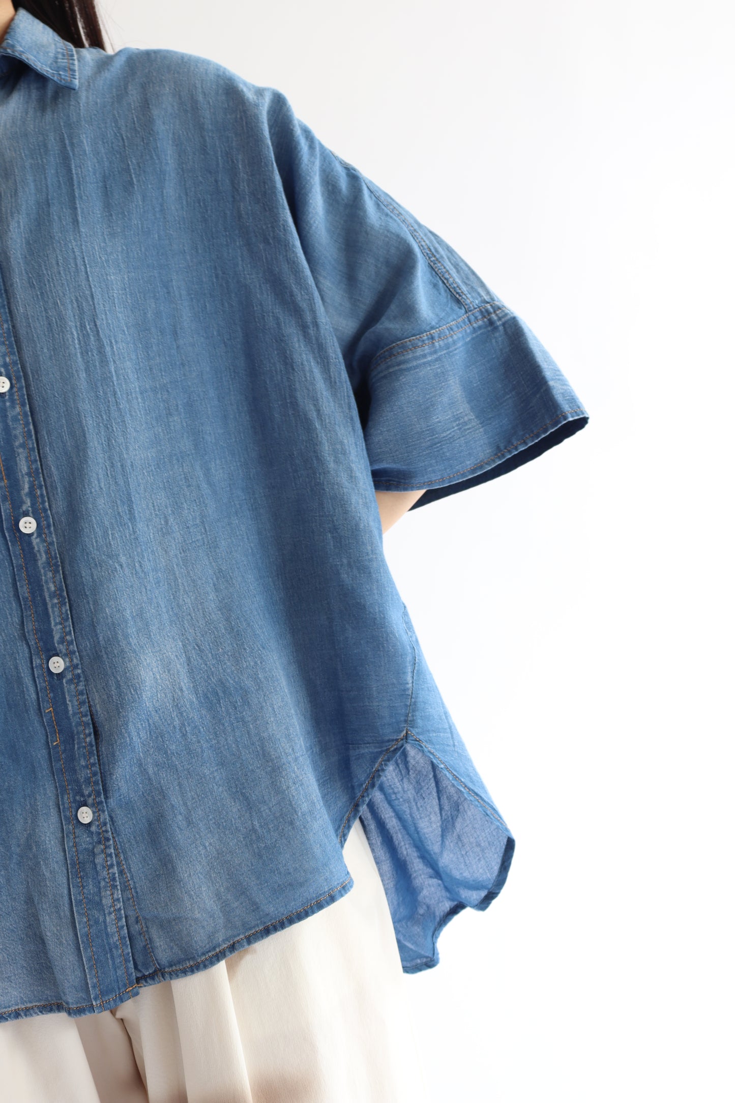 【ACUTA】 シアーデニムビッグカフスシャツ