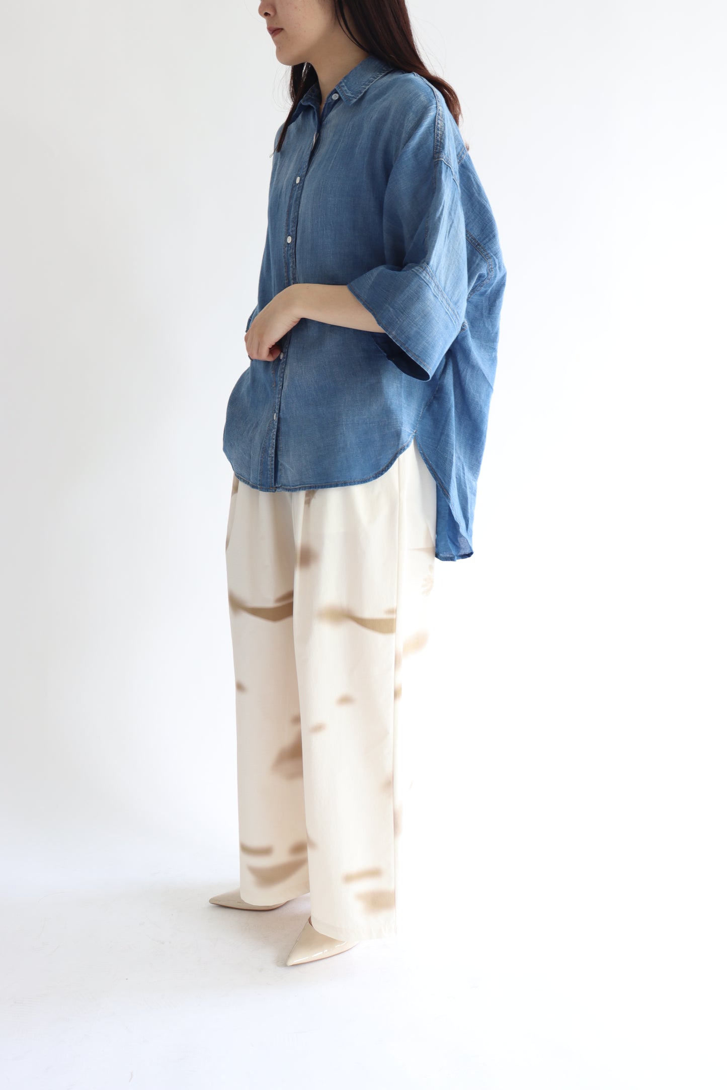 【ACUTA】 シアーデニムビッグカフスシャツ