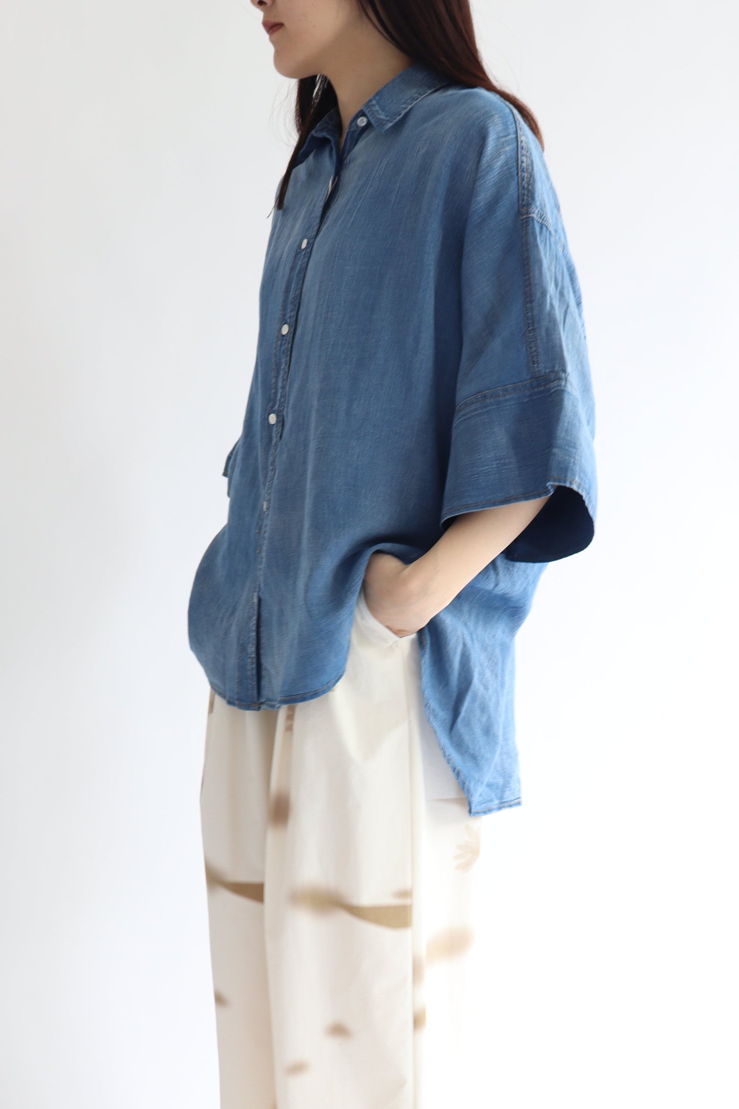 【ACUTA】 シアーデニムビッグカフスシャツ