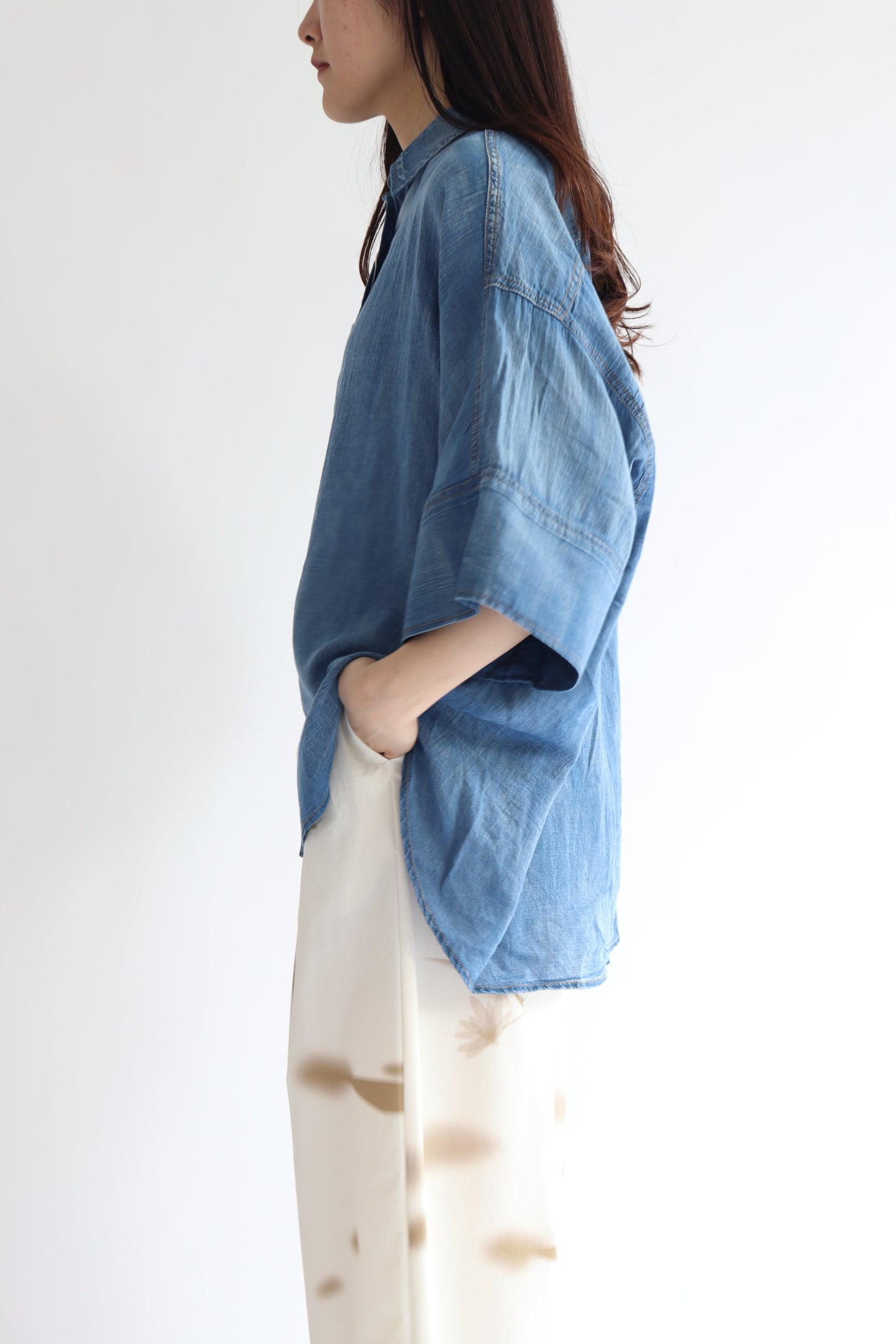 【ACUTA】 シアーデニムビッグカフスシャツ