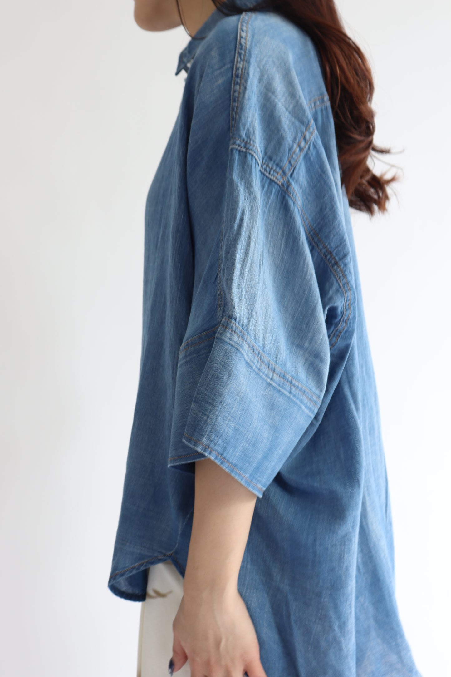 【ACUTA】 シアーデニムビッグカフスシャツ