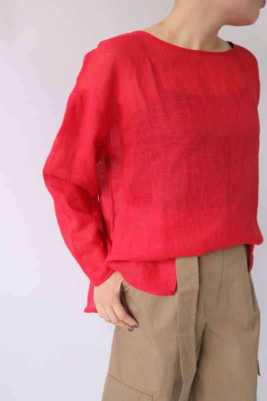 【ACUTA】メッシュリネンルーズトップス
