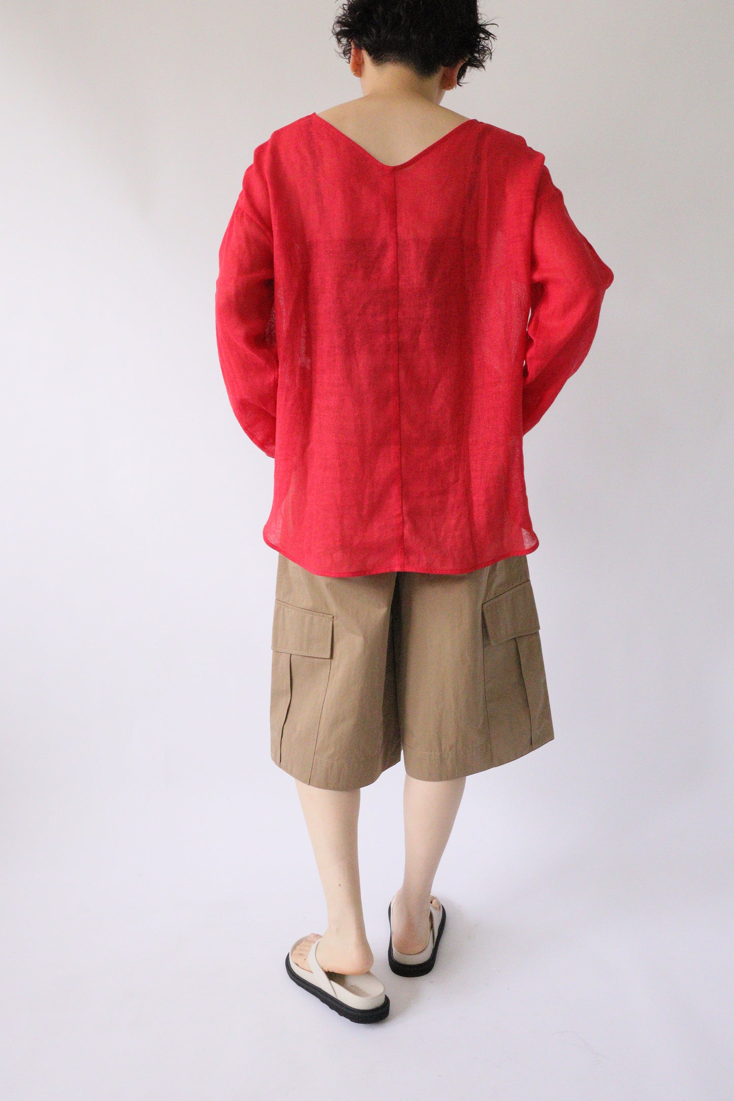 【ACUTA】メッシュリネンルーズトップス