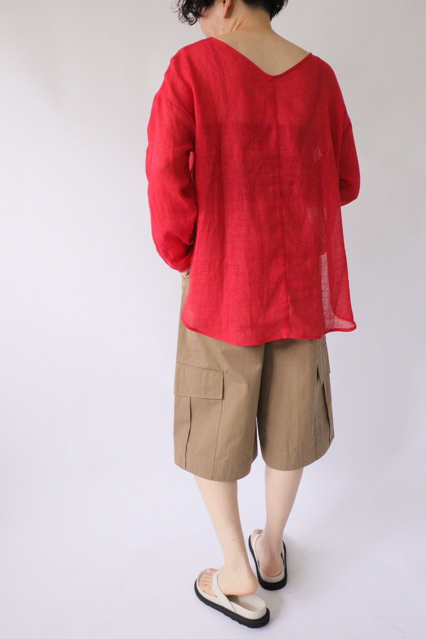 【ACUTA】メッシュリネンルーズトップス
