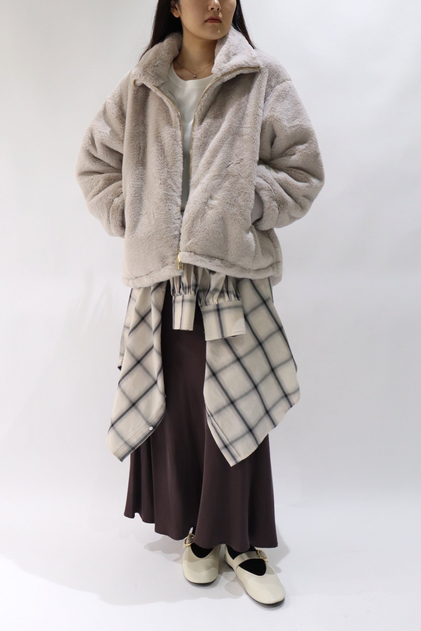 【ACUTA】【PRE ORDER】フェイクファースタンド衿ブルゾン