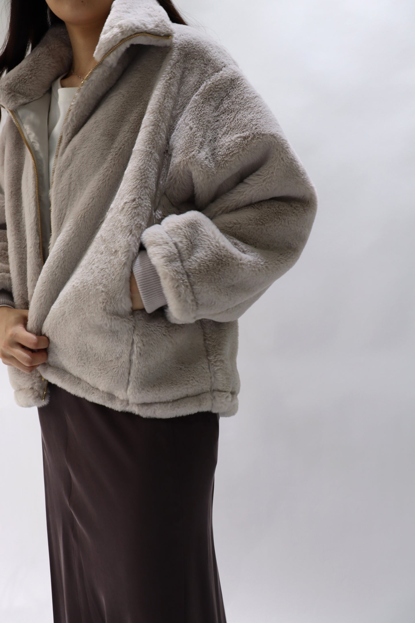 【ACUTA】【PRE ORDER】フェイクファースタンド衿ブルゾン