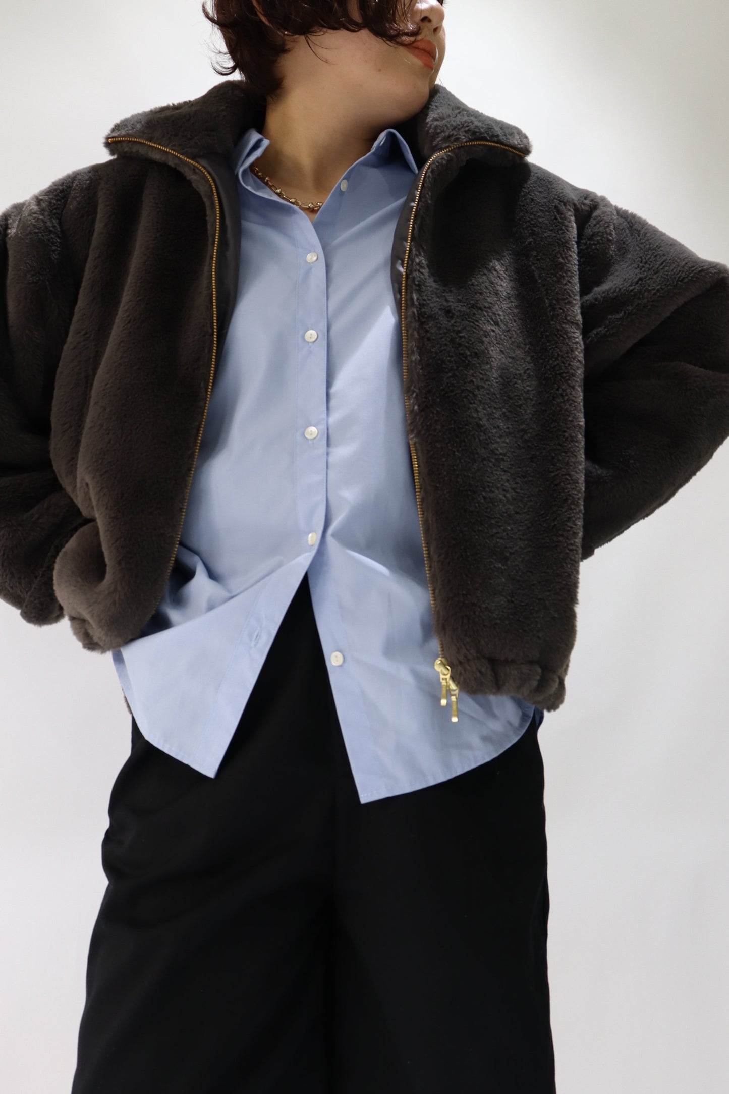 【ACUTA】【PRE ORDER】フェイクファースタンド衿ブルゾン