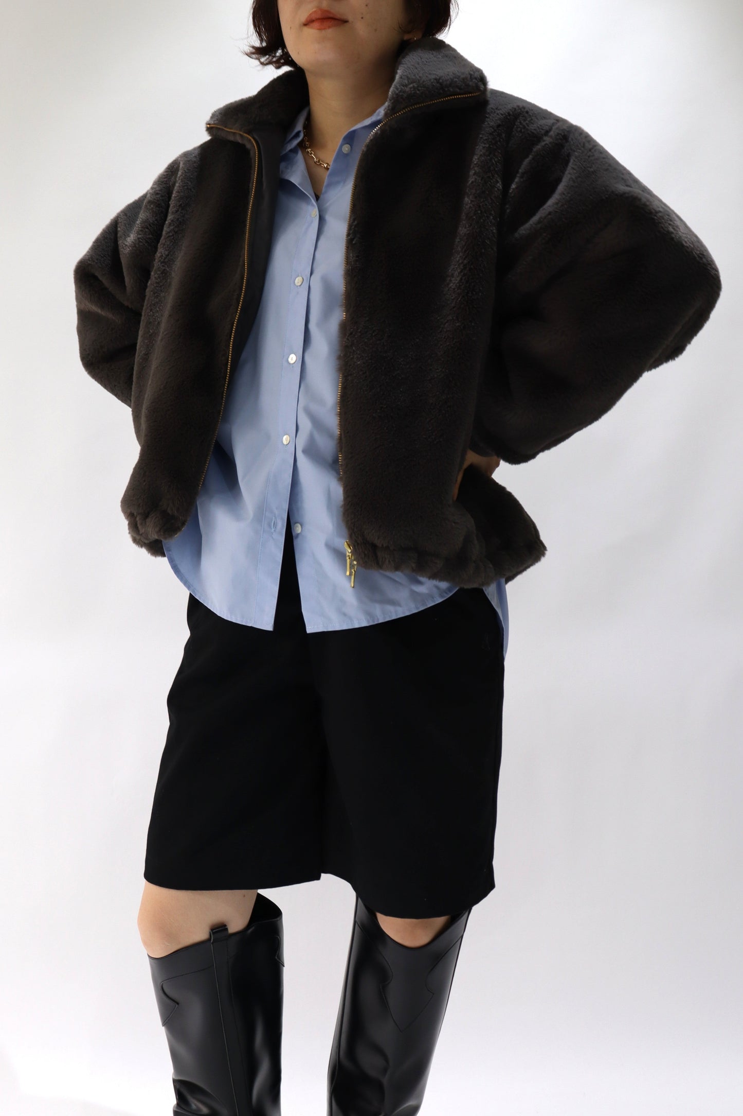 【ACUTA】【PRE ORDER】フェイクファースタンド衿ブルゾン