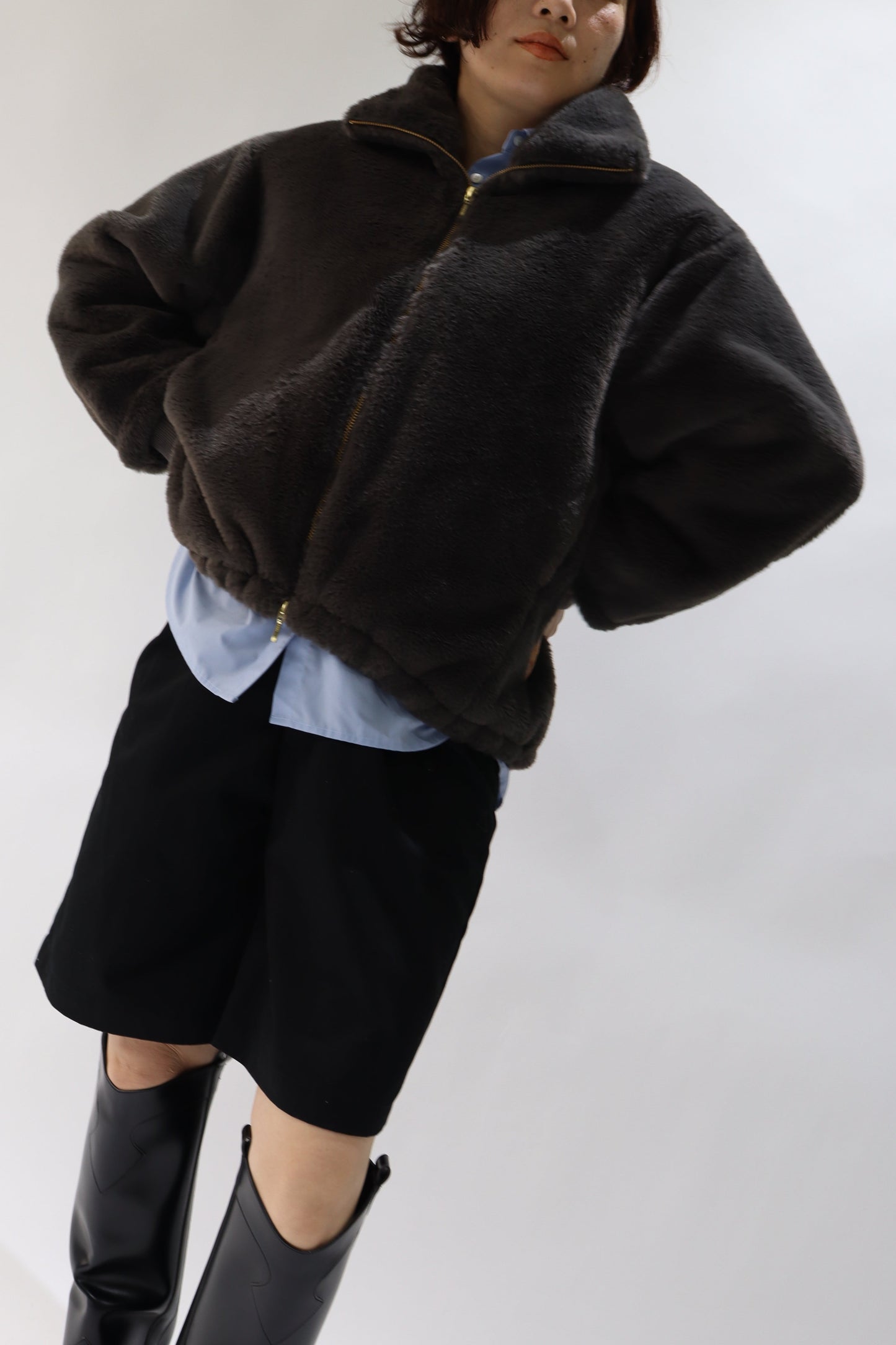 【ACUTA】【PRE ORDER】フェイクファースタンド衿ブルゾン