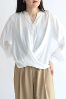 【ACUTA】 シルクブレンドバー釦カシュクールブラウス