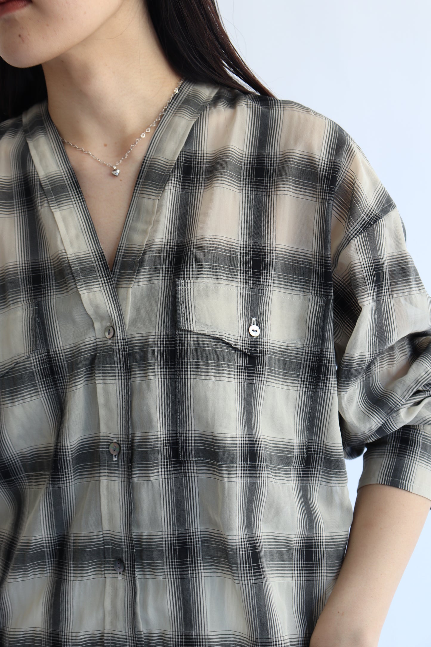 【ACUTA】 【PRE ORDER】シアーチェックカラーレスシャツ