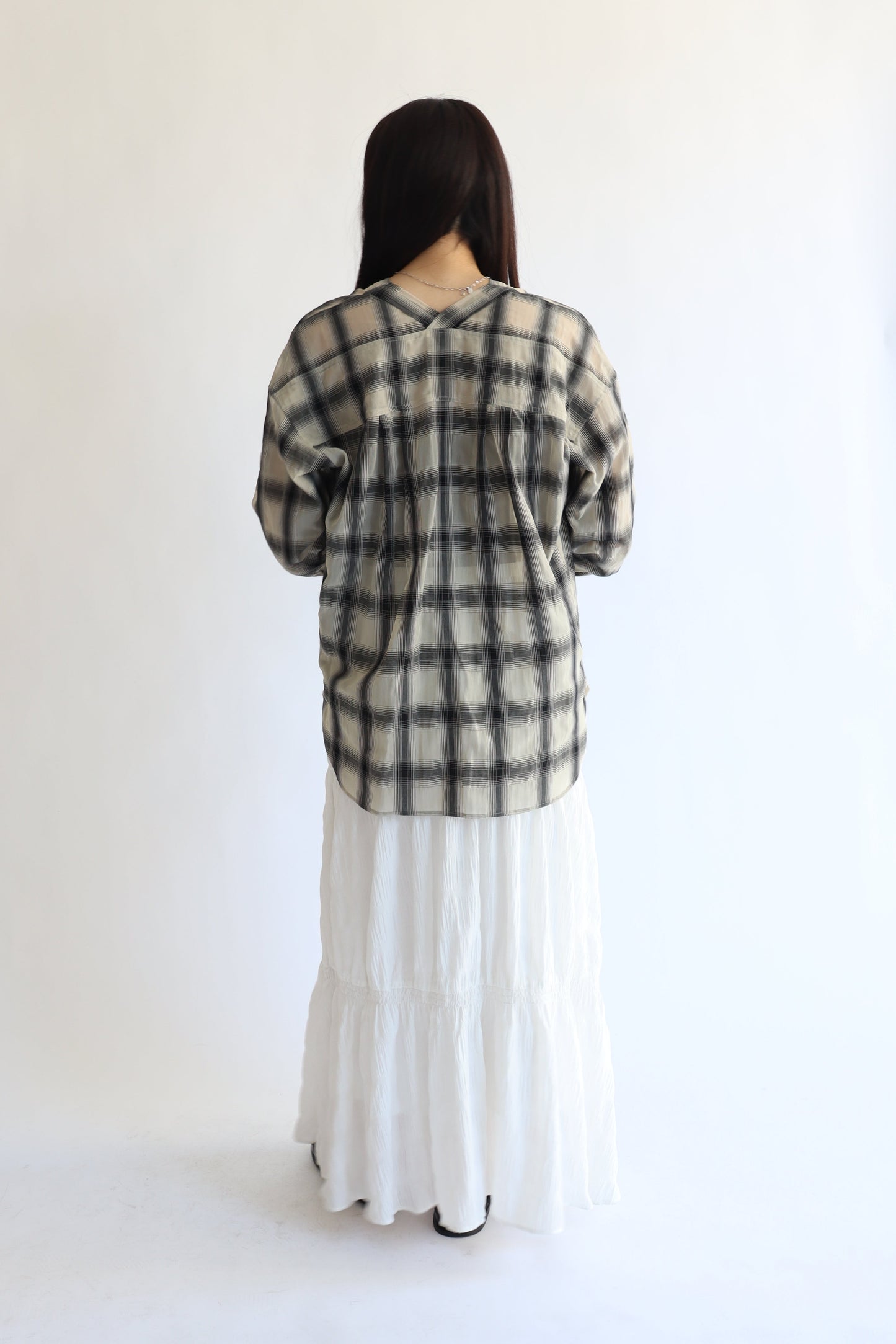 【ACUTA】 【PRE ORDER】シアーチェックカラーレスシャツ