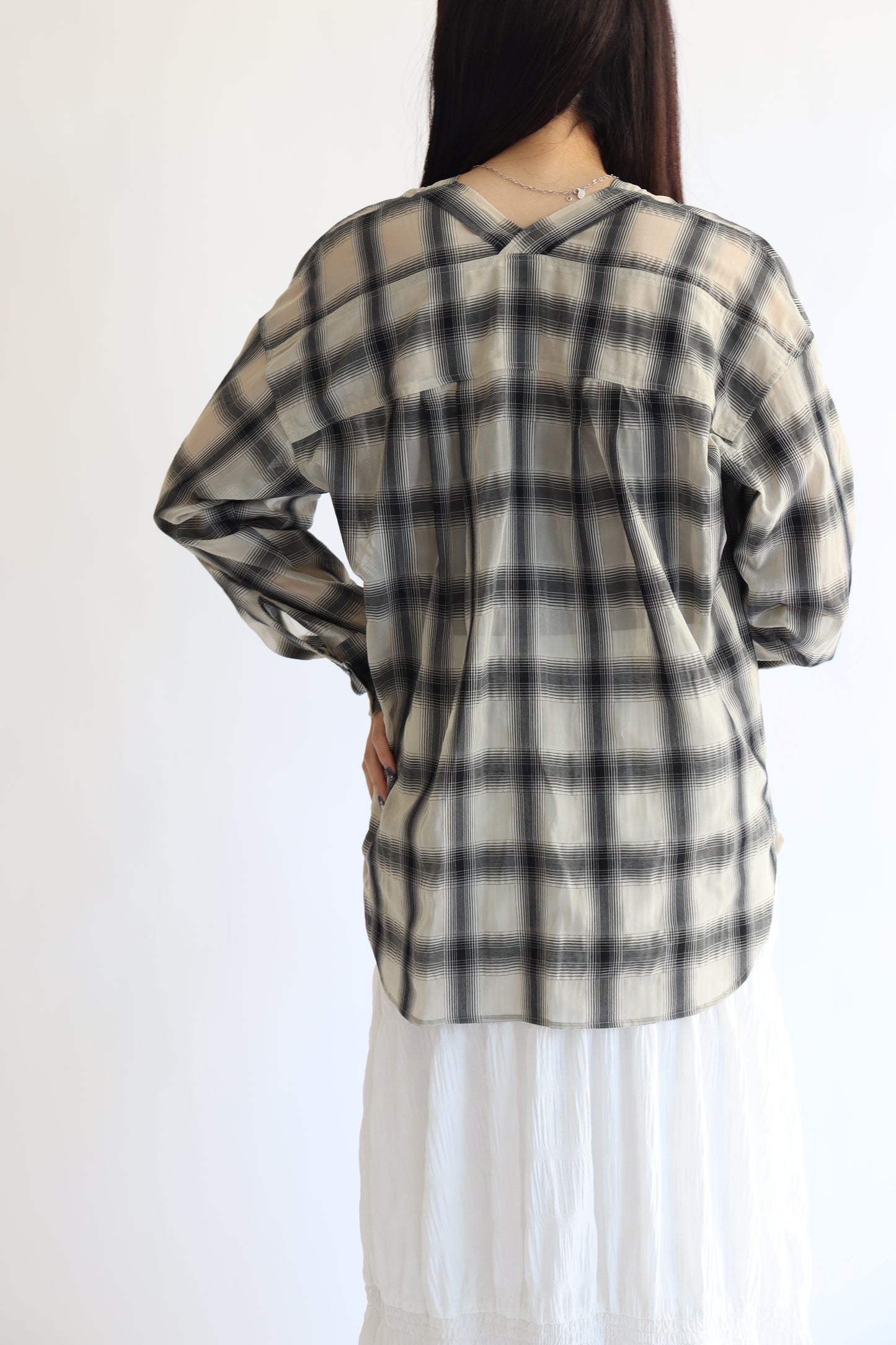 【ACUTA】 【PRE ORDER】シアーチェックカラーレスシャツ