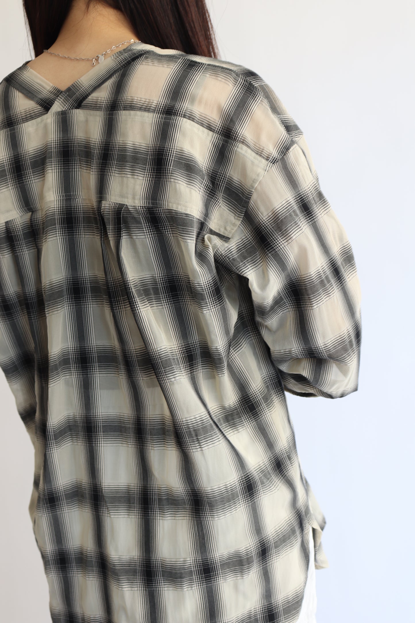 【ACUTA】 【PRE ORDER】シアーチェックカラーレスシャツ