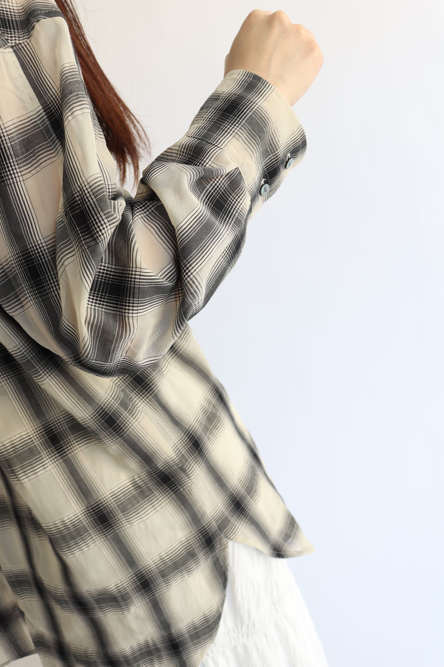 【ACUTA】 【PRE ORDER】シアーチェックカラーレスシャツ