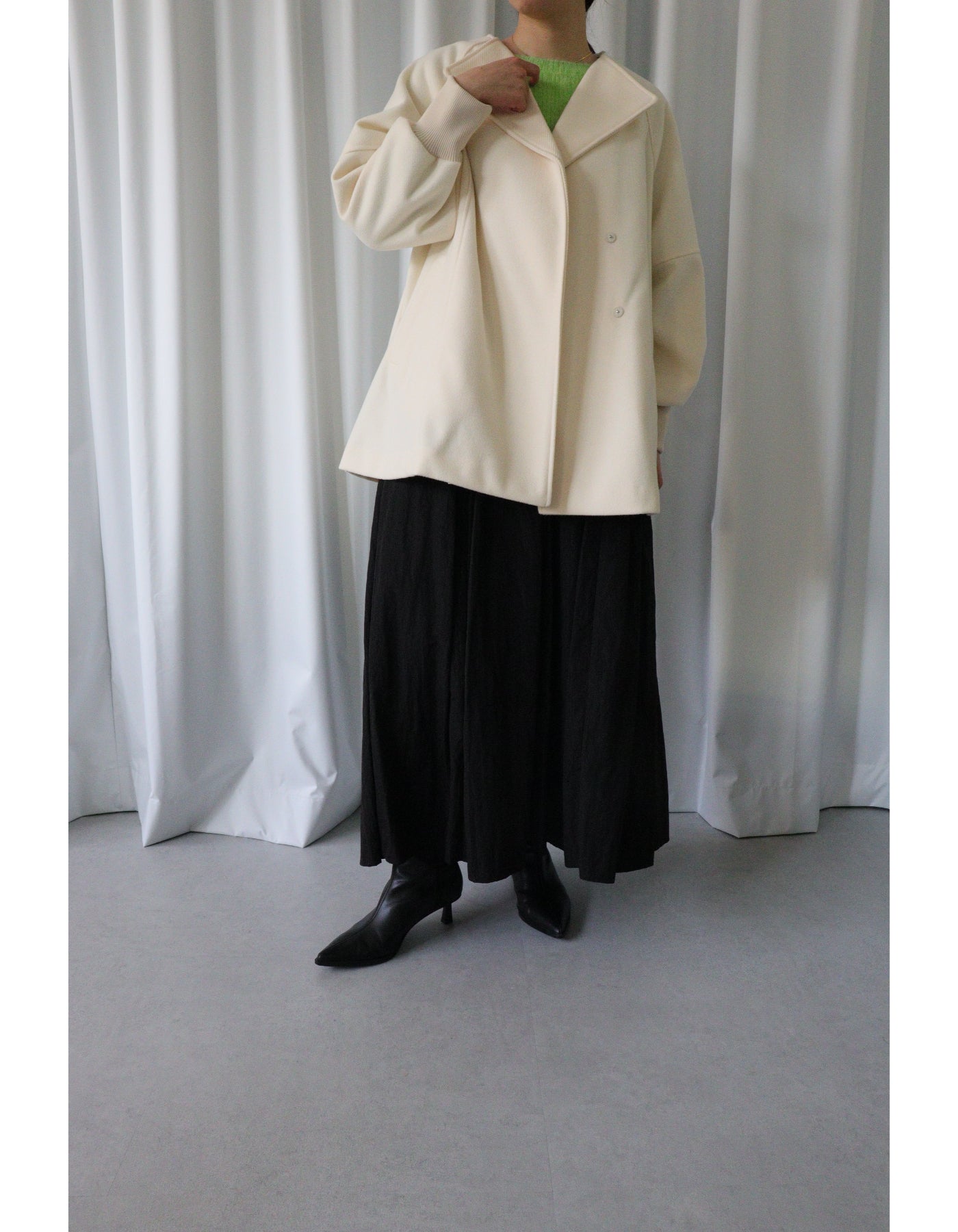 【ACUTA アクータ】ウールミックス袖リブショートコート
