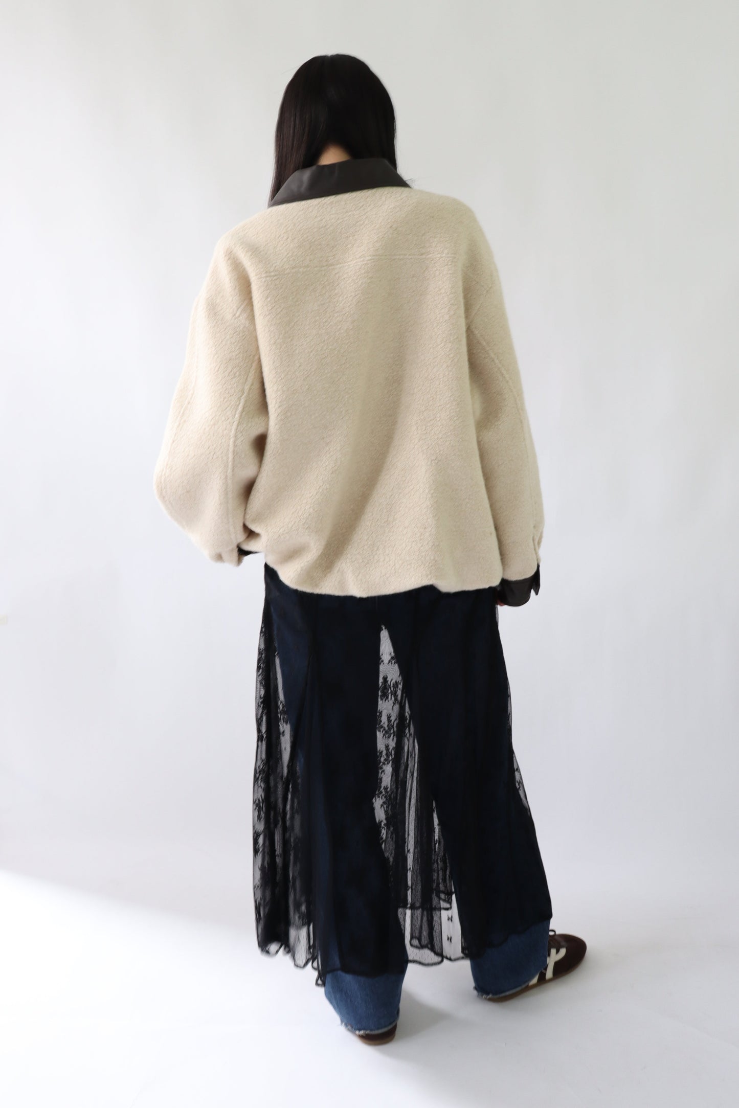 【ACUTA】 ボア×フェイクレザーブルゾン