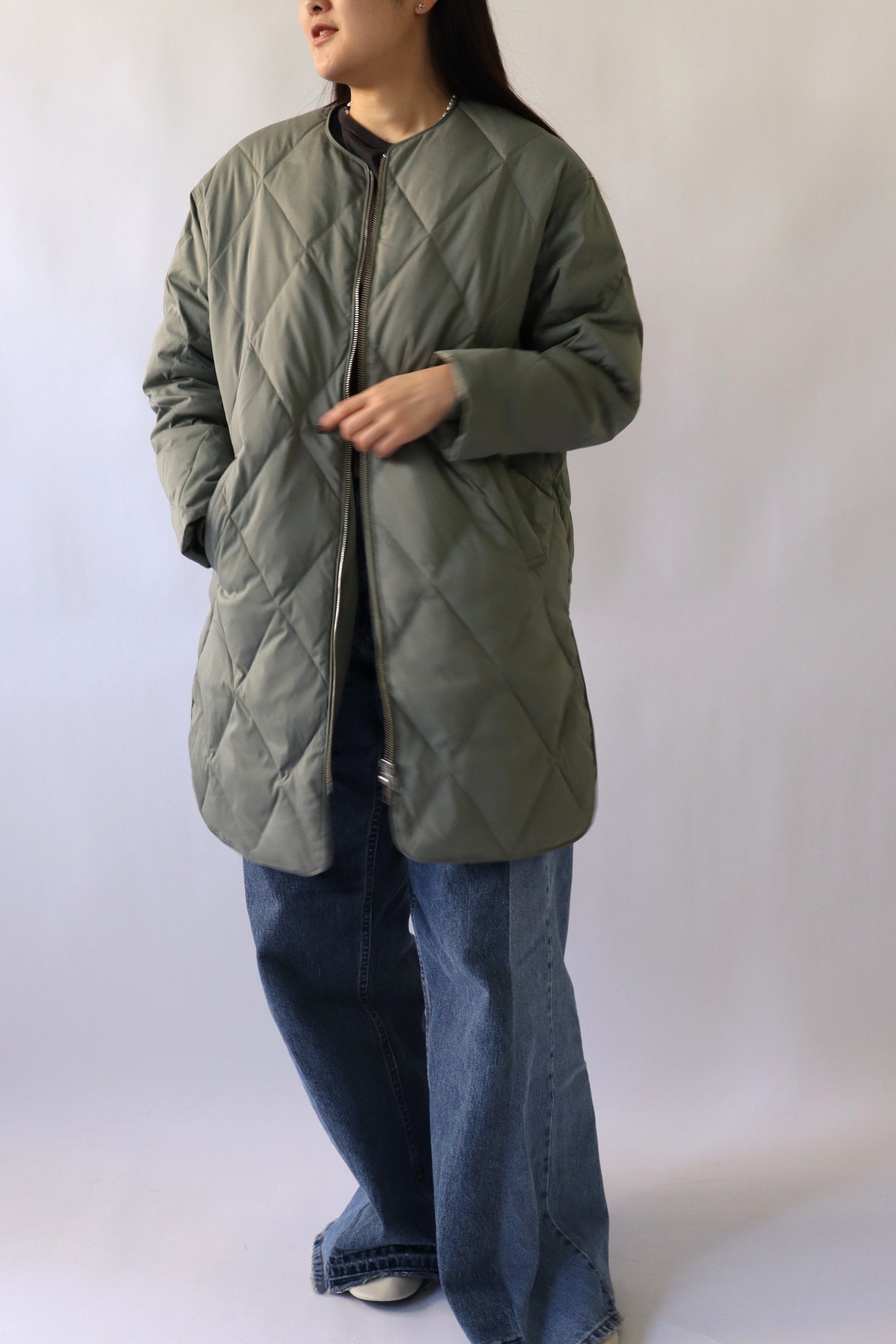 【ACUTA】ストレッチタフタ袖リブダウンコート