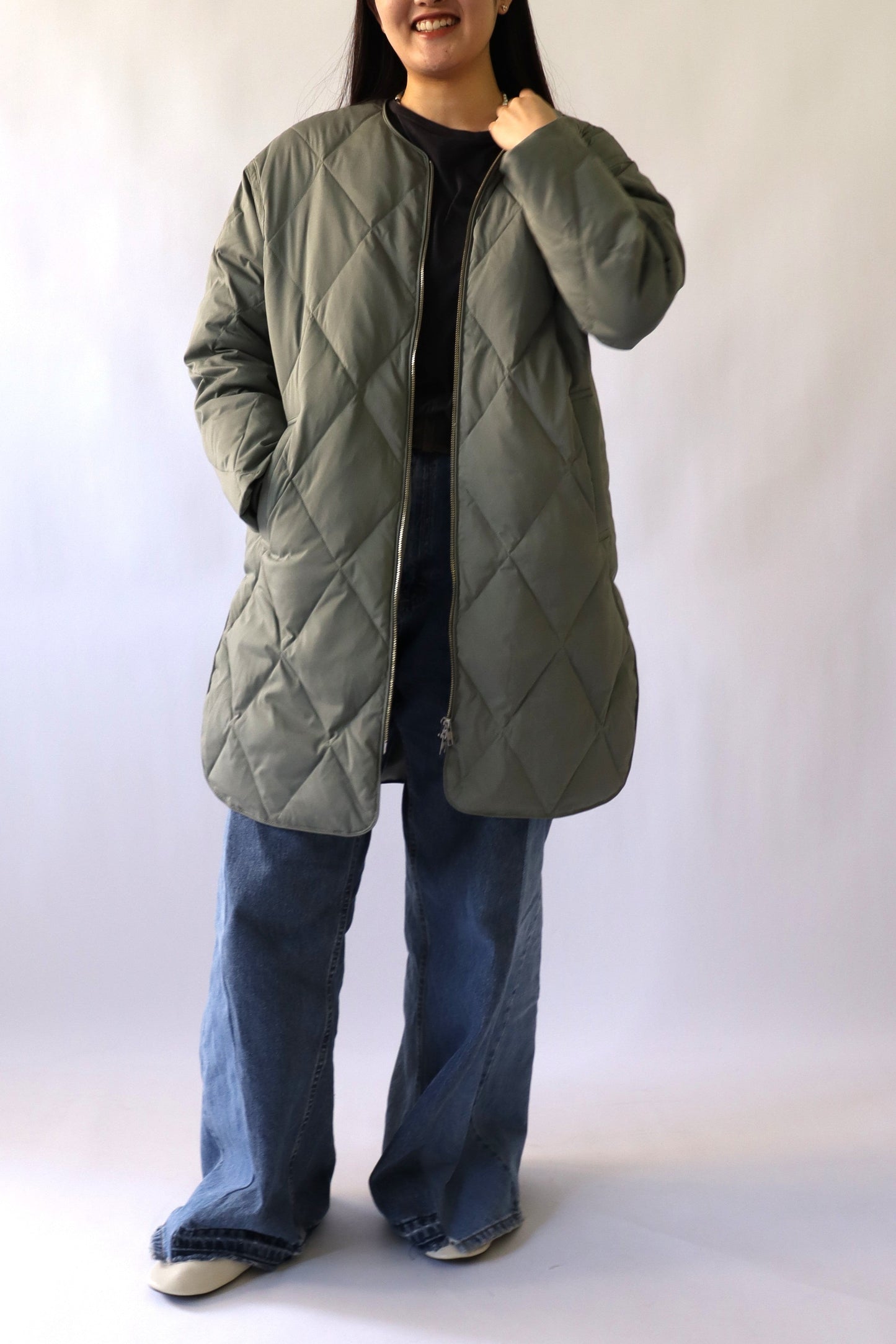 【ACUTA】ストレッチタフタ袖リブダウンコート