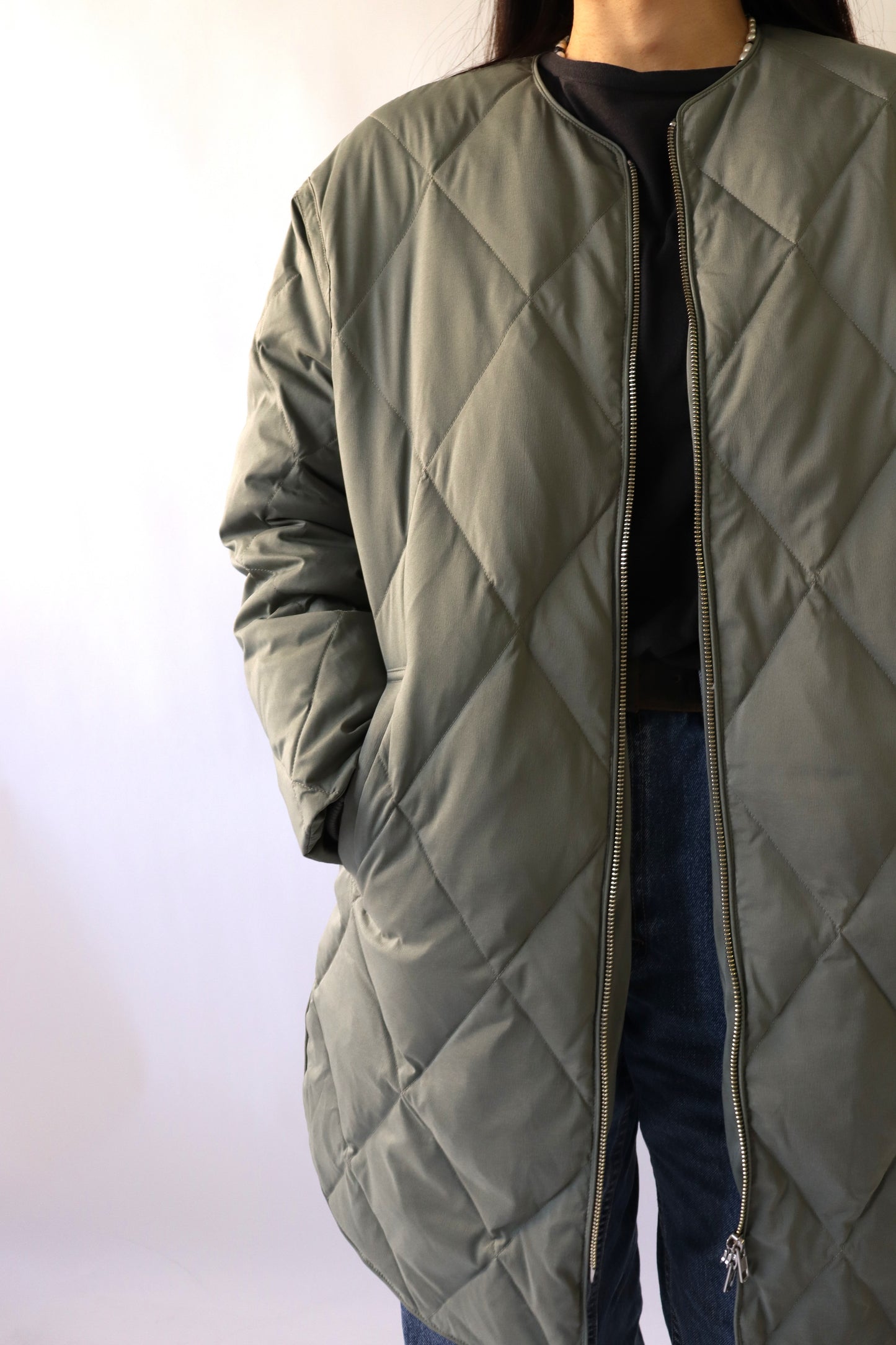 【ACUTA】ストレッチタフタ袖リブダウンコート