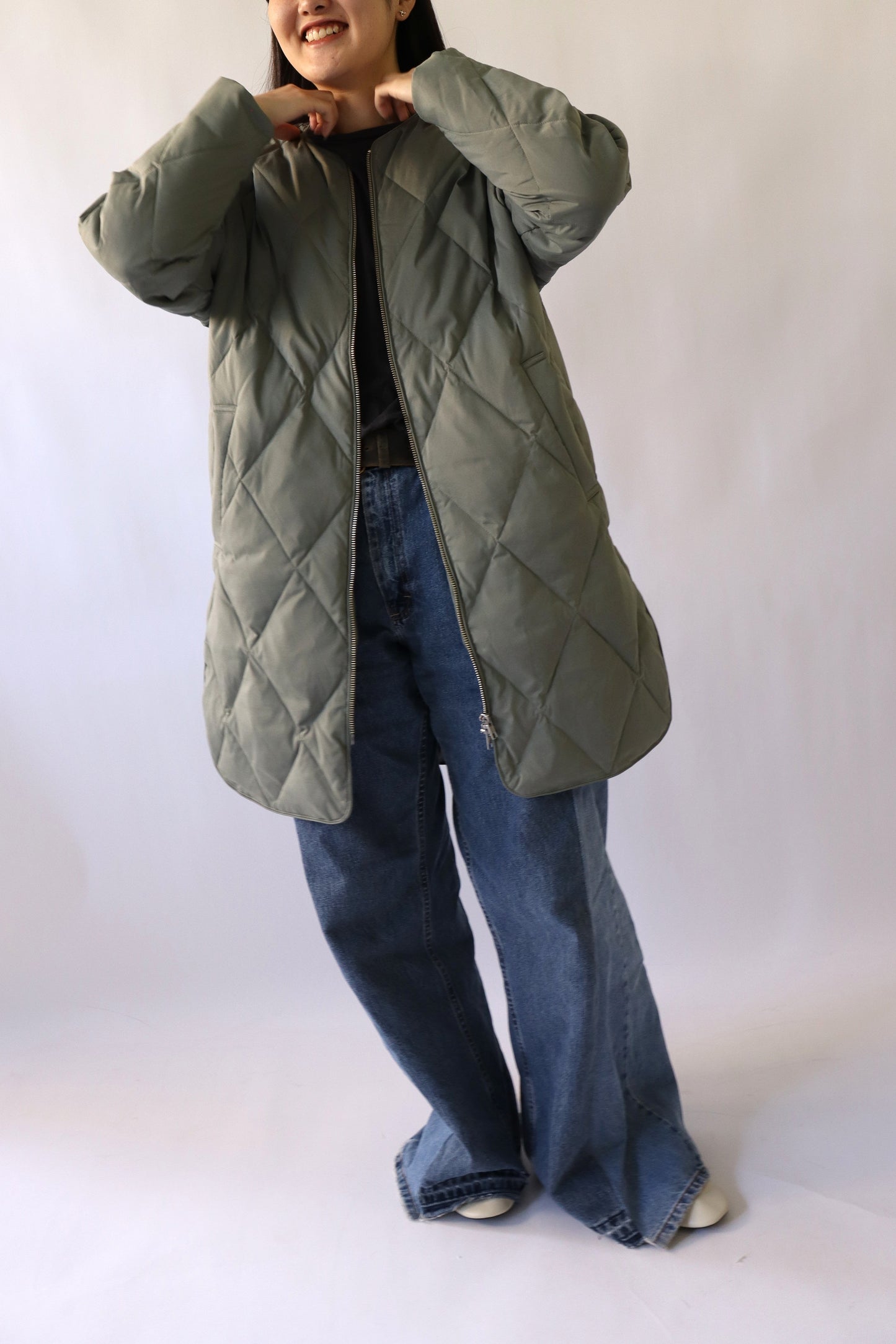 【ACUTA】ストレッチタフタ袖リブダウンコート